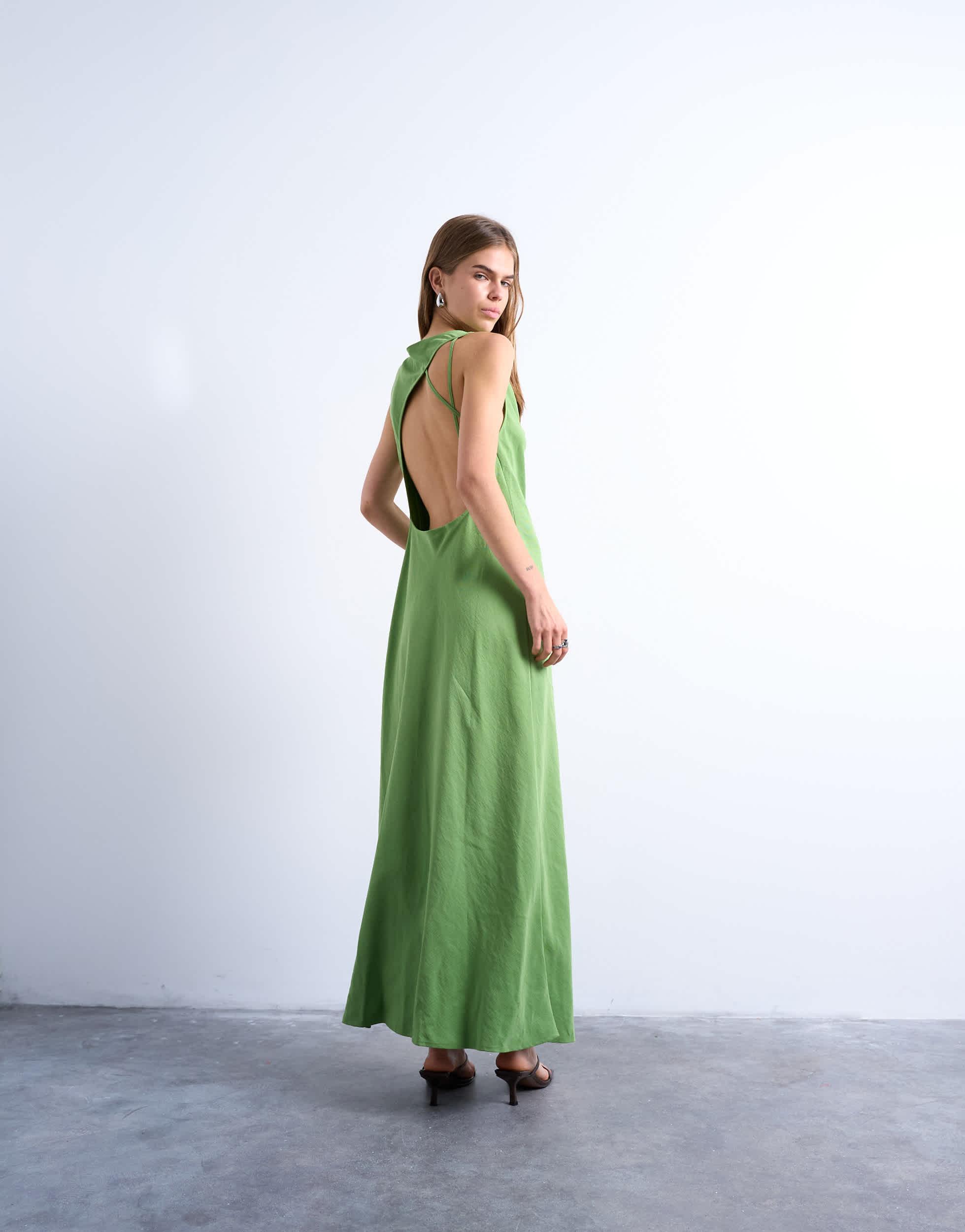 Forest Green Dress Casual TOPSHOP Linen Dresses For Women Lyst