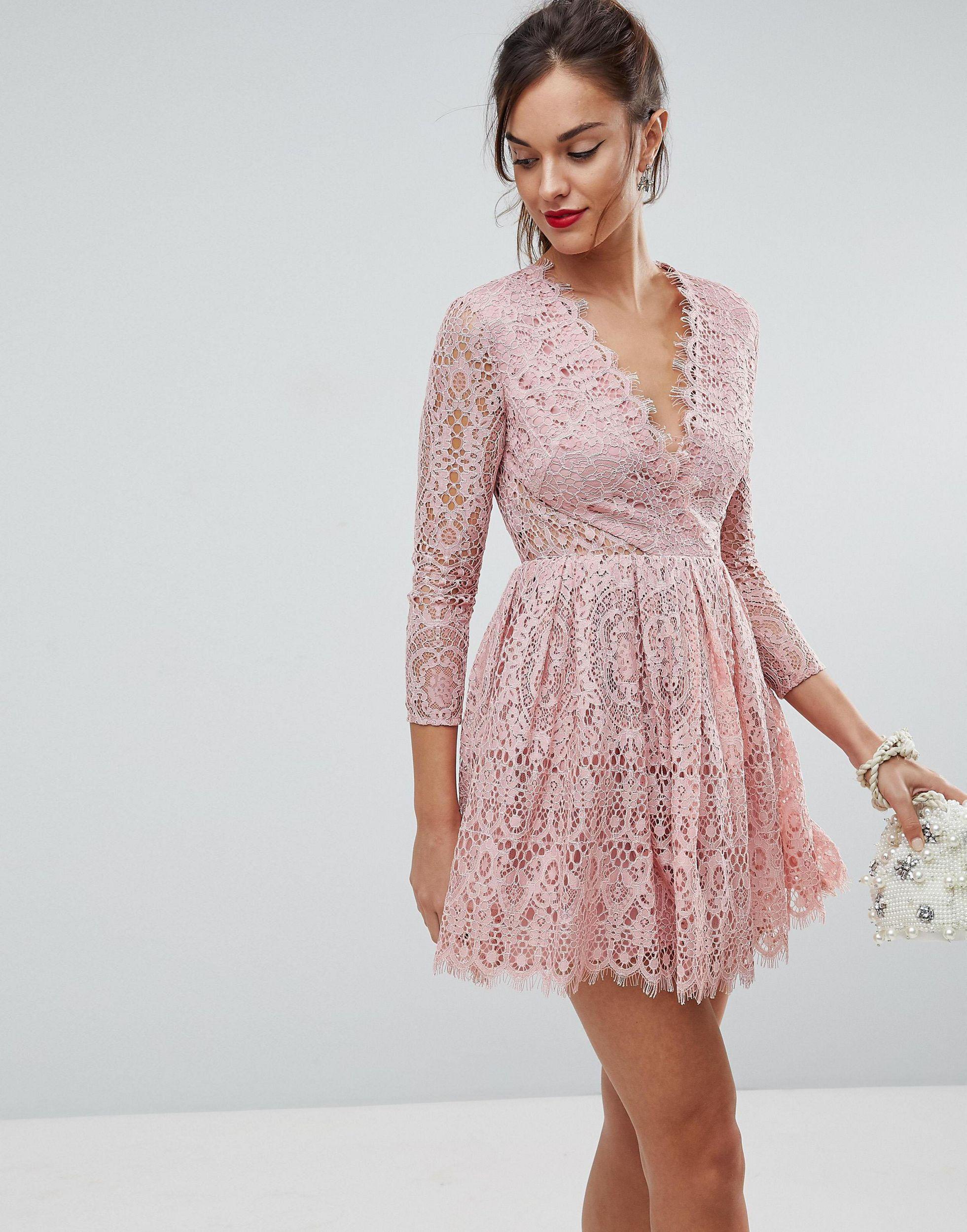 asos pink long sleeve dress