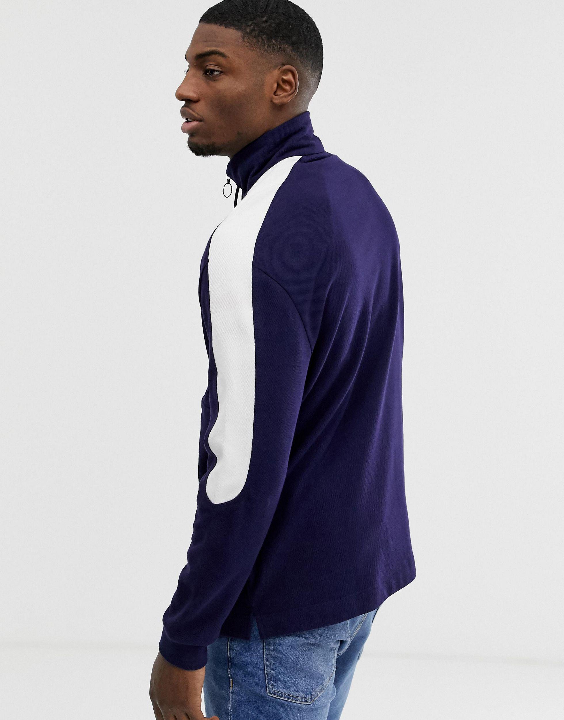 Lacoste Katoen Sweater Met Rits in het Blauw voor heren - Lyst