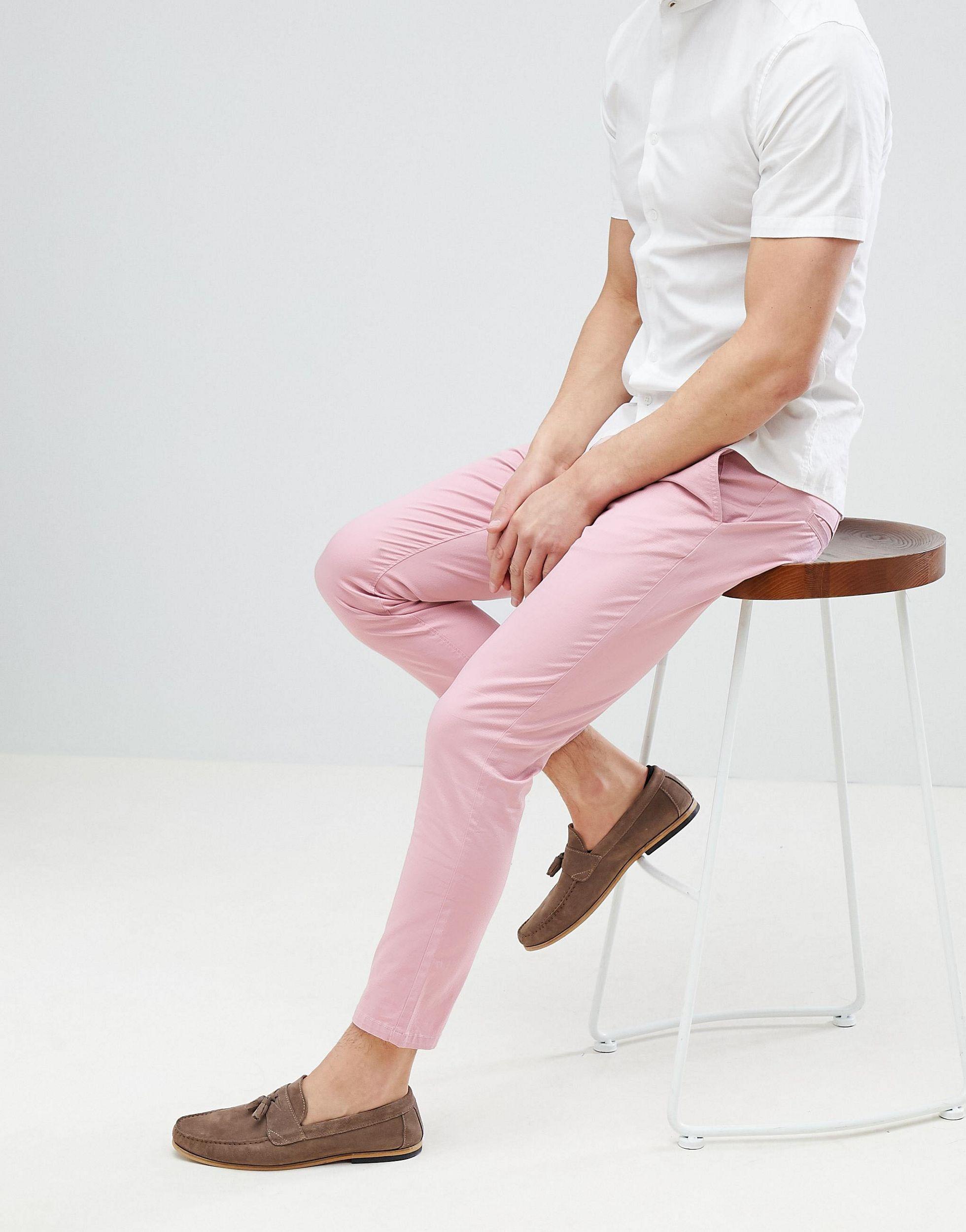 Skinny Chinos In Pastel Pink for Men | Lyst