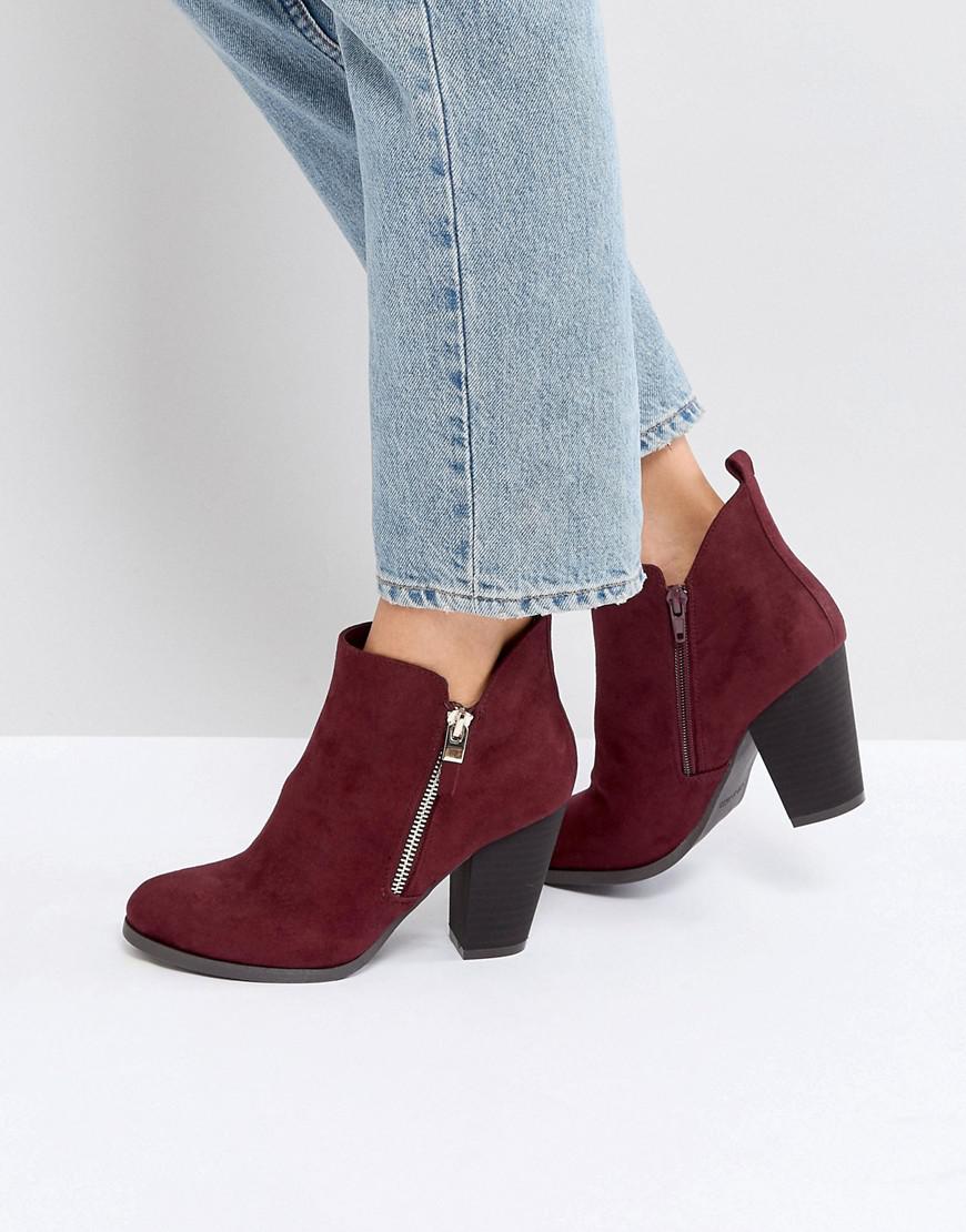 burgundy heeled ankle boots