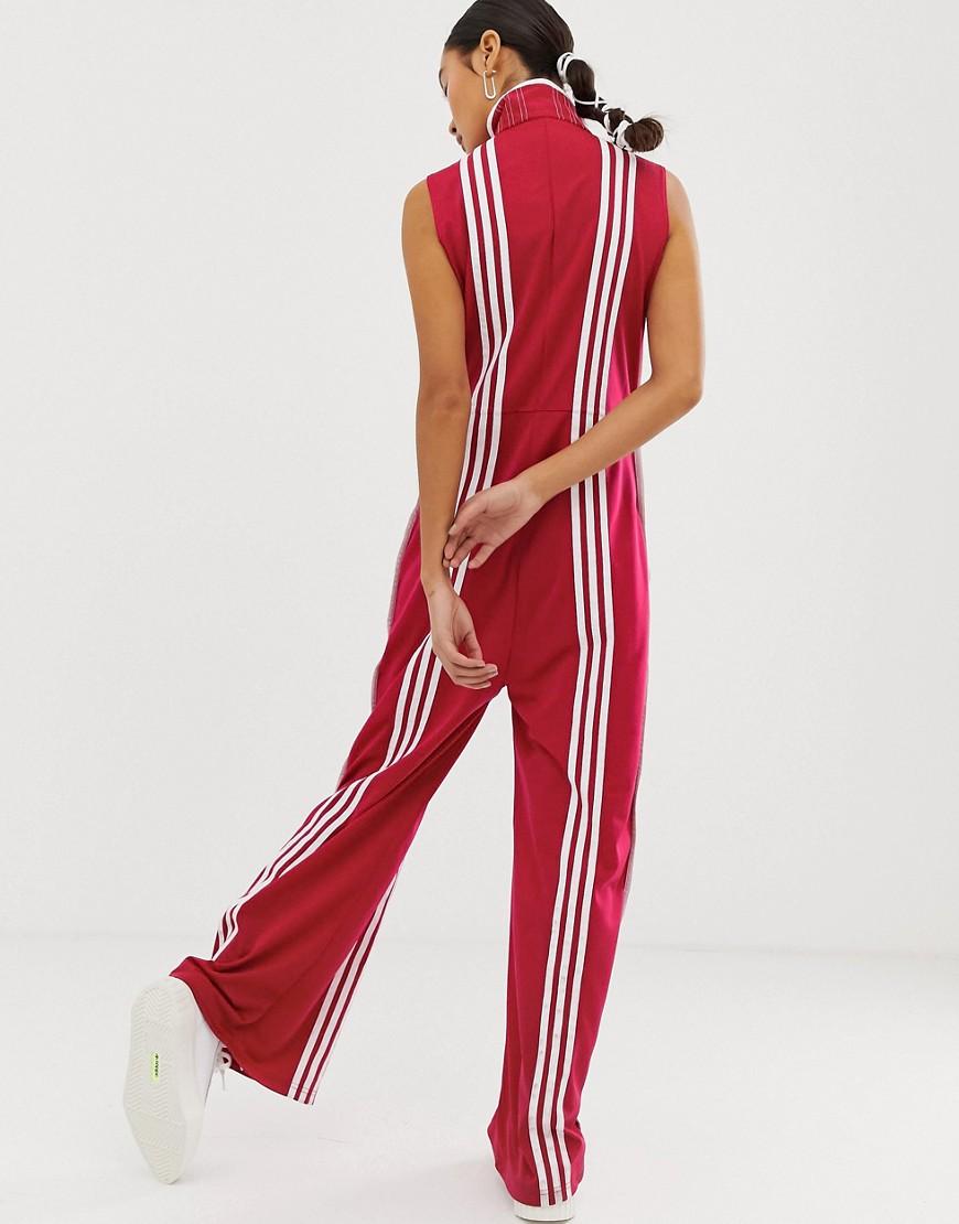 adidas Originals X Ji Won Choi Mixed Stripe Jumpsuit In Pride Pink in Red |  Lyst UK