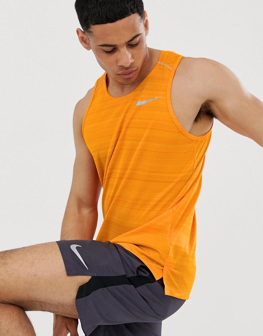 Nike Synthetic Dry Miler Tank In Orange for Men | Lyst