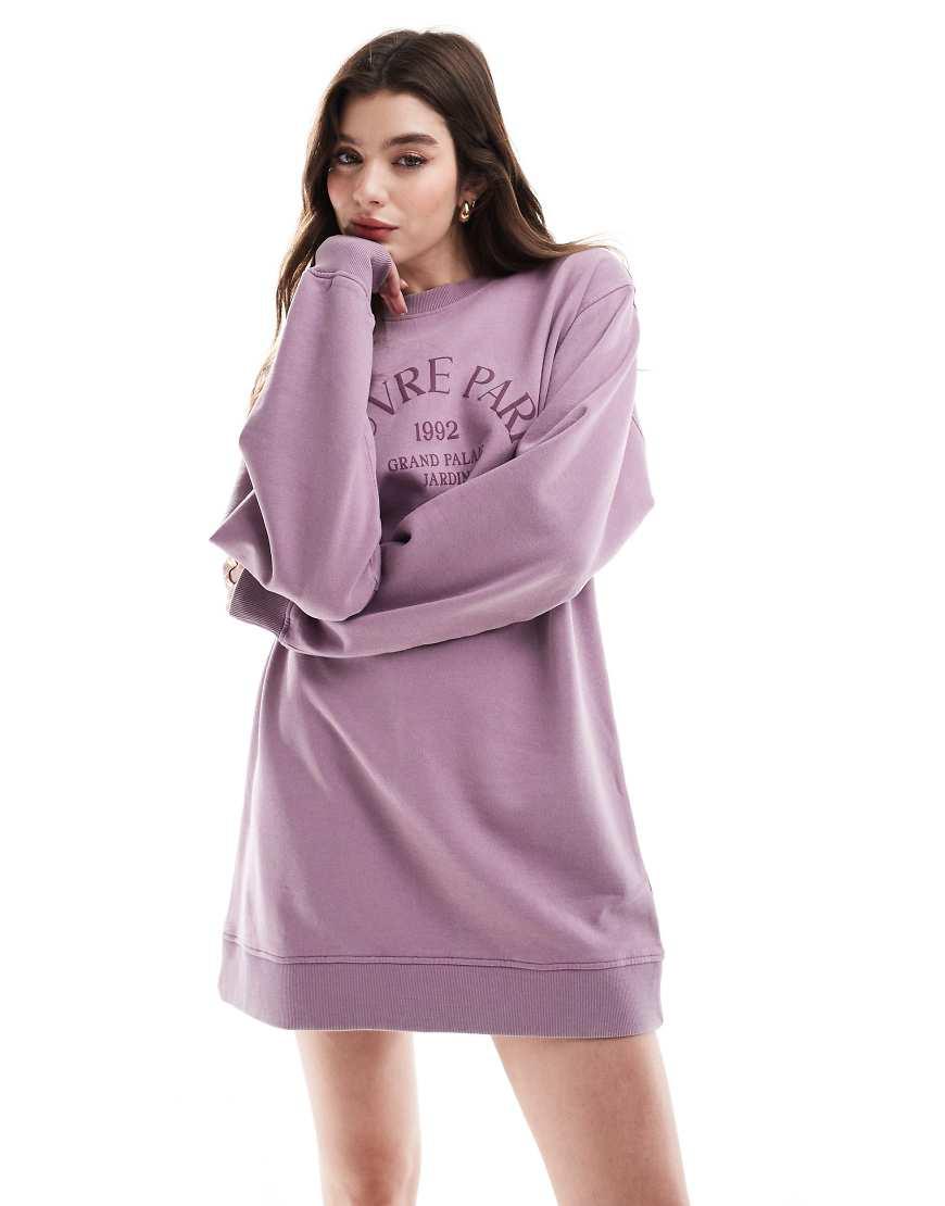 ASOS Louvre Paris Mini Sweatshirt Dress in Purple Lyst UK