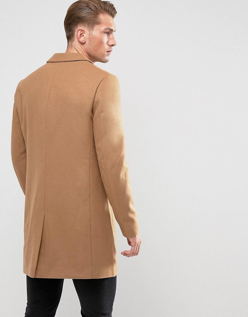 Jack & Jones Premium Wool Overcoat in Tan (Brown) for Men - Lyst