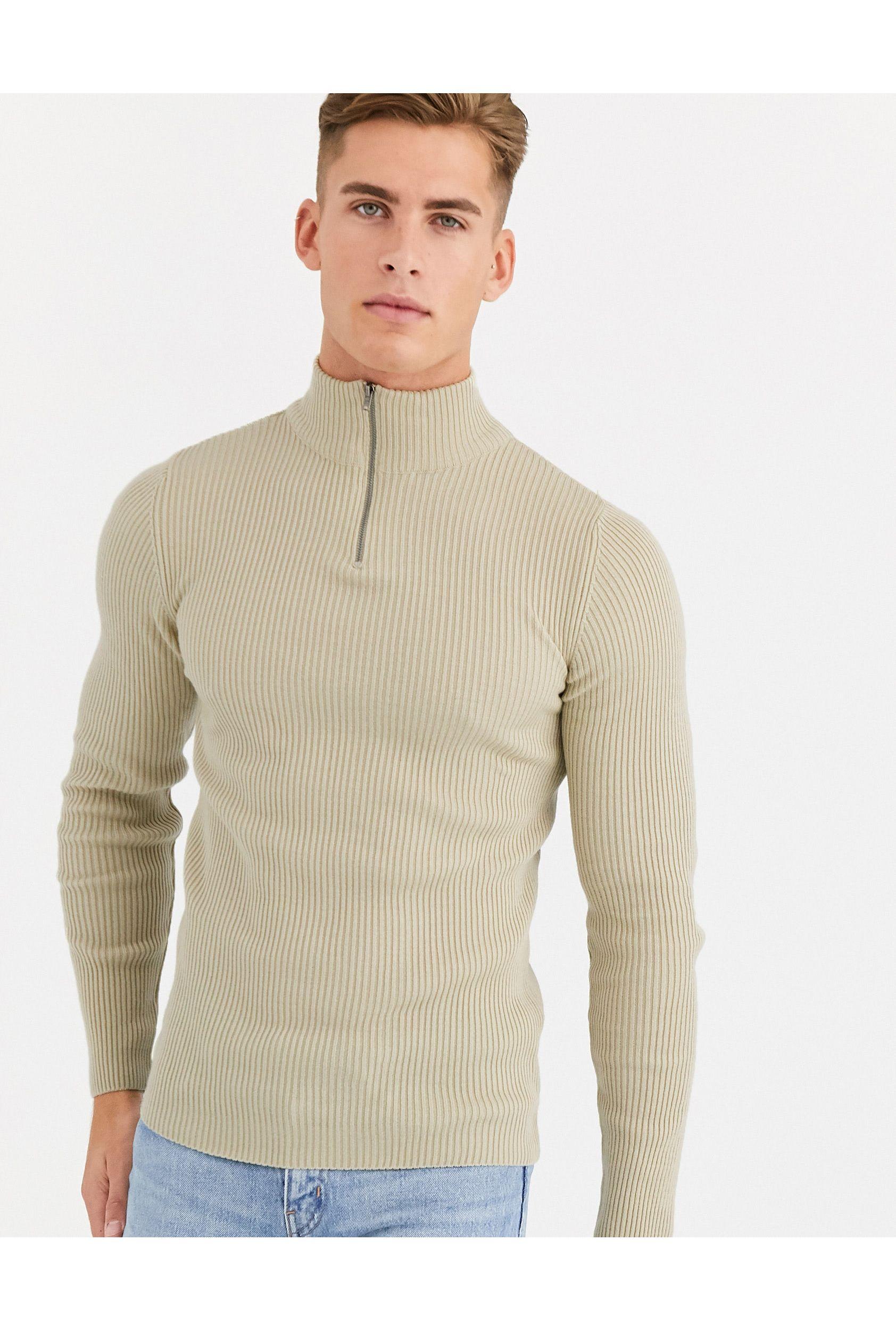 muscle fit half zip jumper