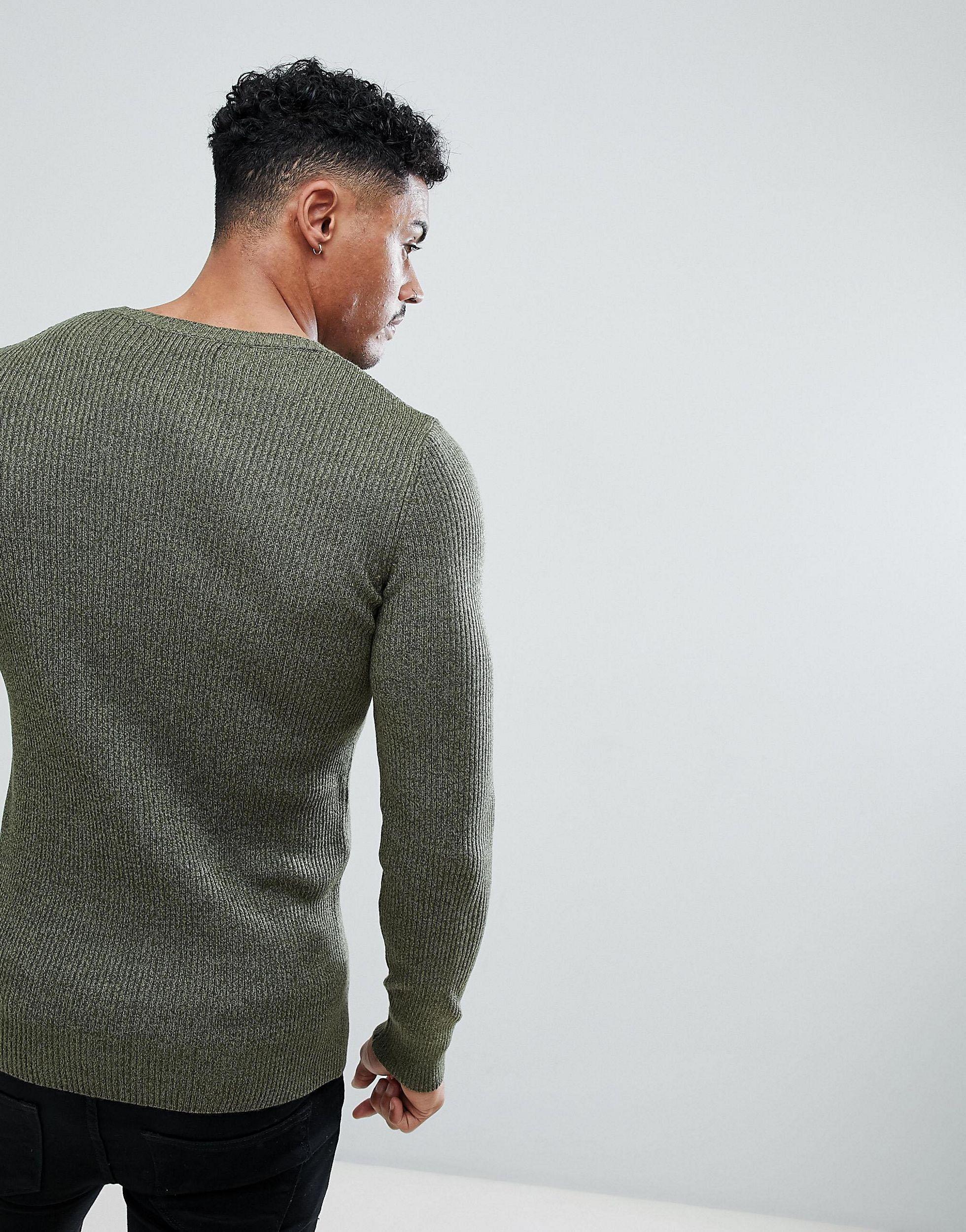 muscle fit ribbed sweater