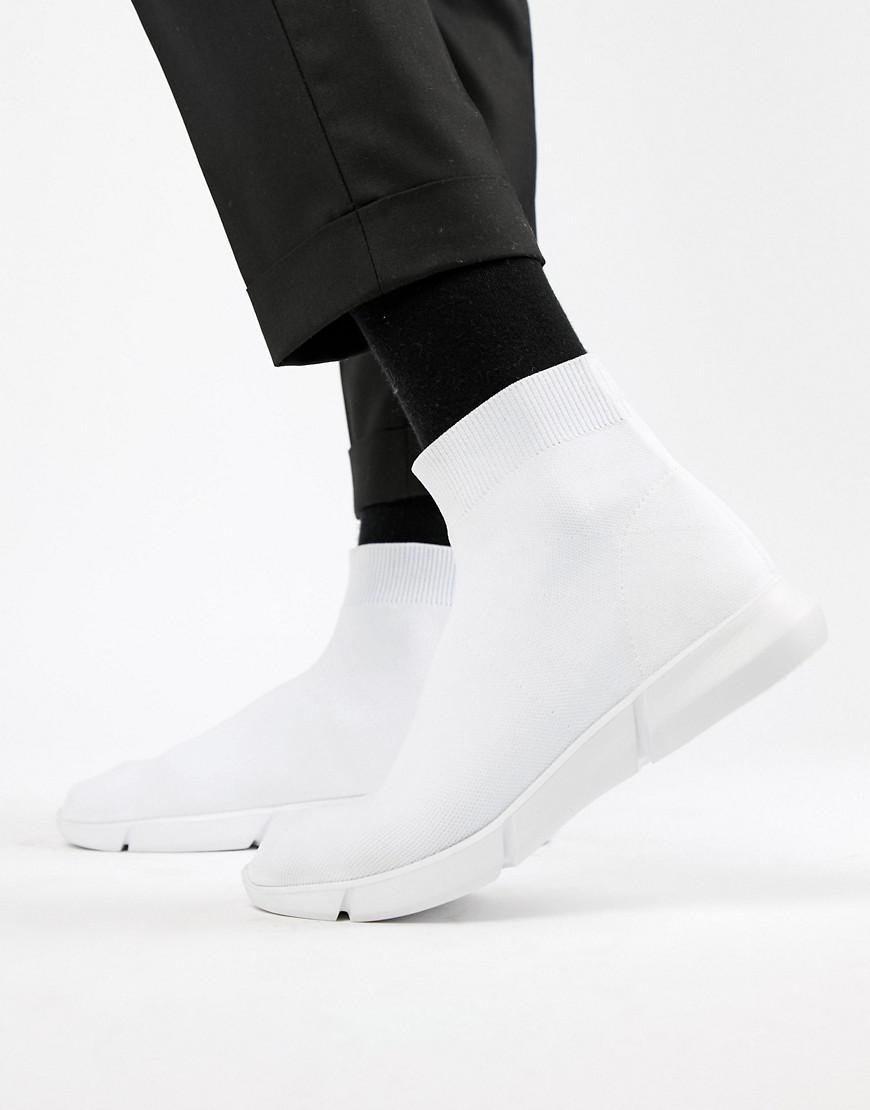 ASOS Slip On Sock Sneakers In White Knit for Men | Lyst UK