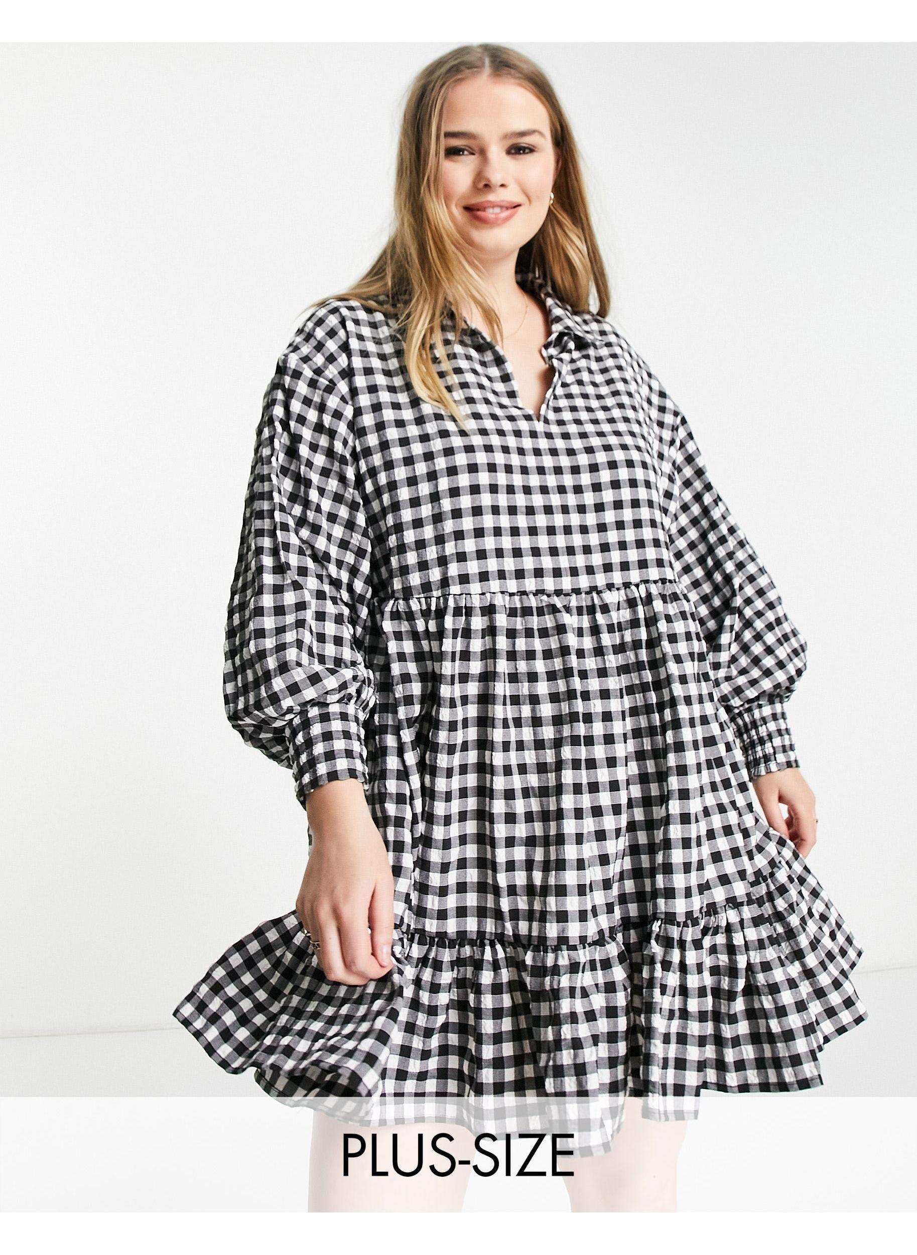 Simply Be Long Sleeve Smock Dress With 