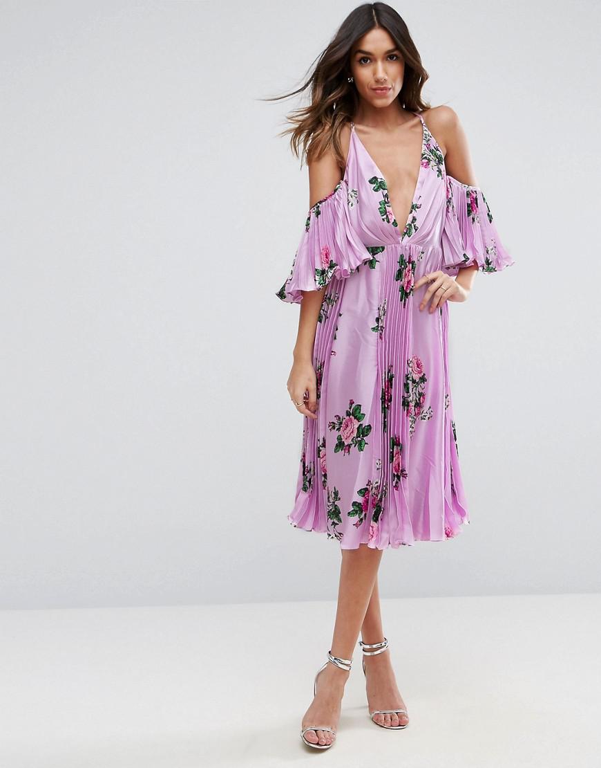 lilac floral midi dress