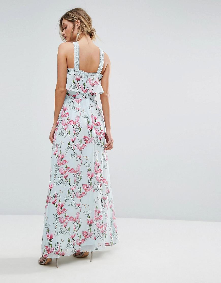 Oasis Synthetic Floral Halter Maxi Dress | Lyst