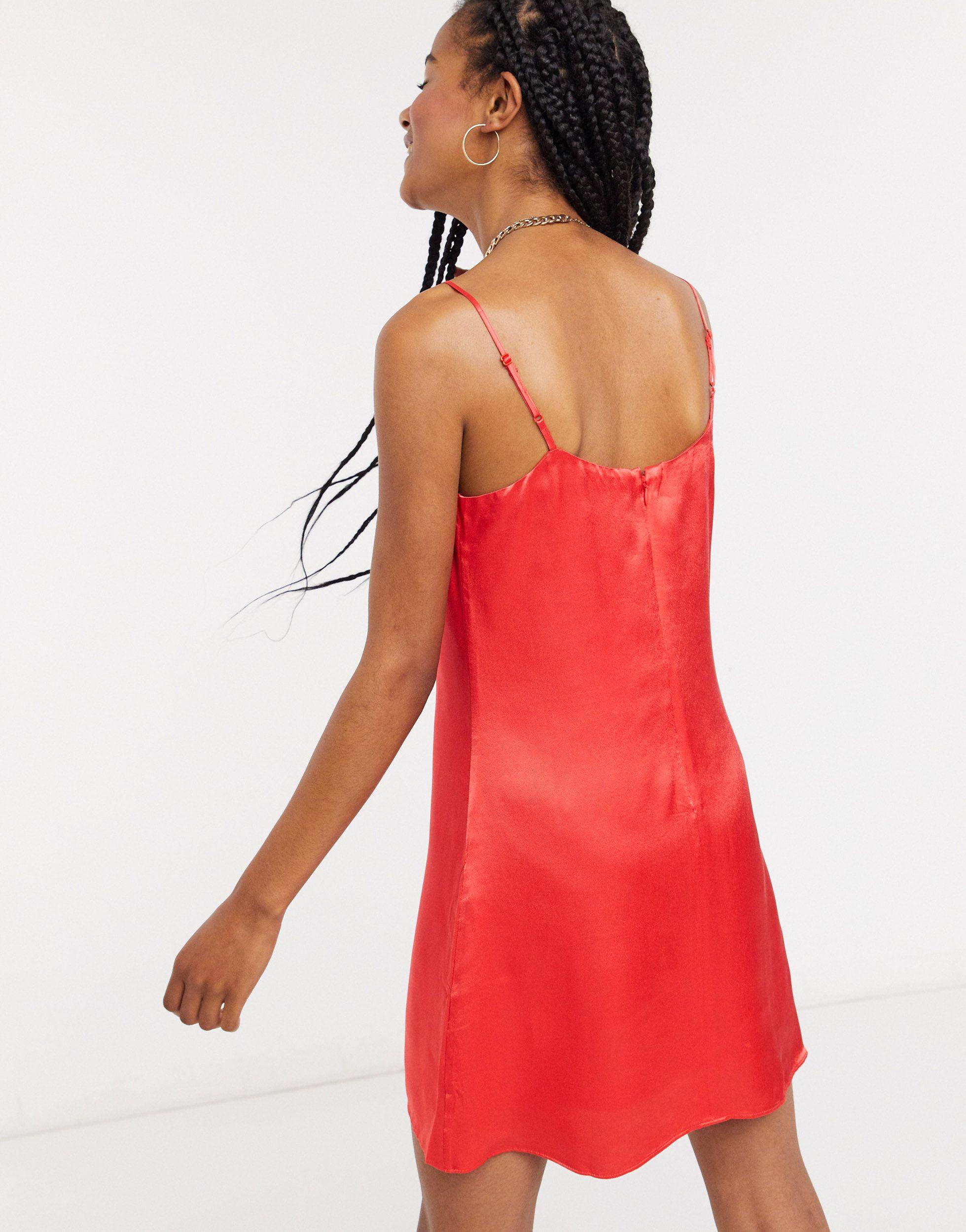 & Other Stories Satin Mini Slip Dress in Red | Lyst