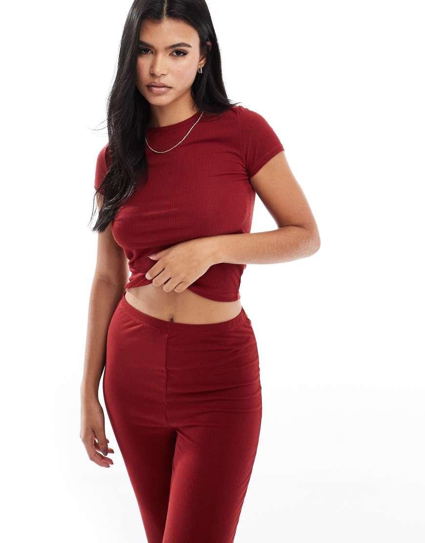 Loungeable T Shirt Straight Leg Pants Lounge Set in Red Lyst UK