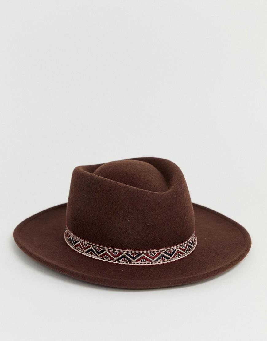Lyst ASOS Wide Brim Pork Pie Hat In Brown With Aztec Band in Brown for Men Lyst ASOS Wide Brim Pork Pie Hat In Brown With Aztec Band in Brown for Men