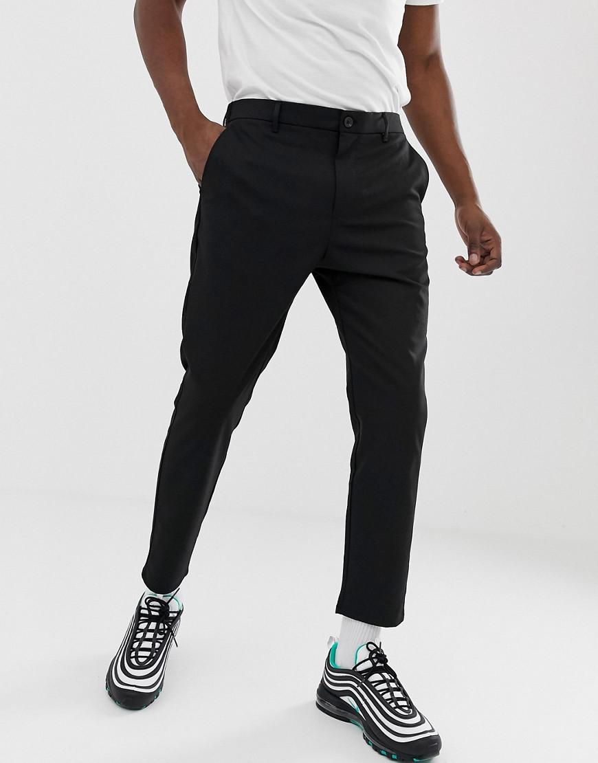 Bershka Denim Skinny Trousers In Black With Cropped Leg for Men - Lyst