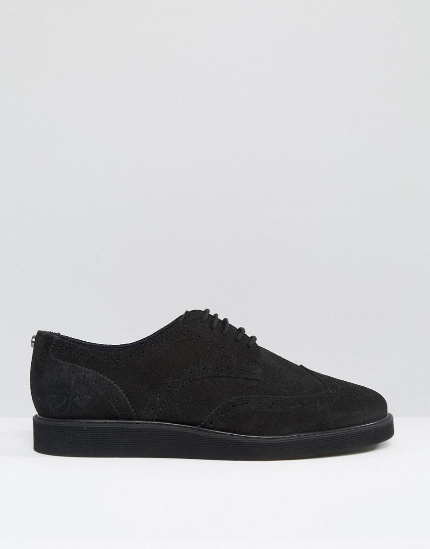 Fred Perry Newburgh Suede Brogue Derby Shoes in Black for Men - Lyst