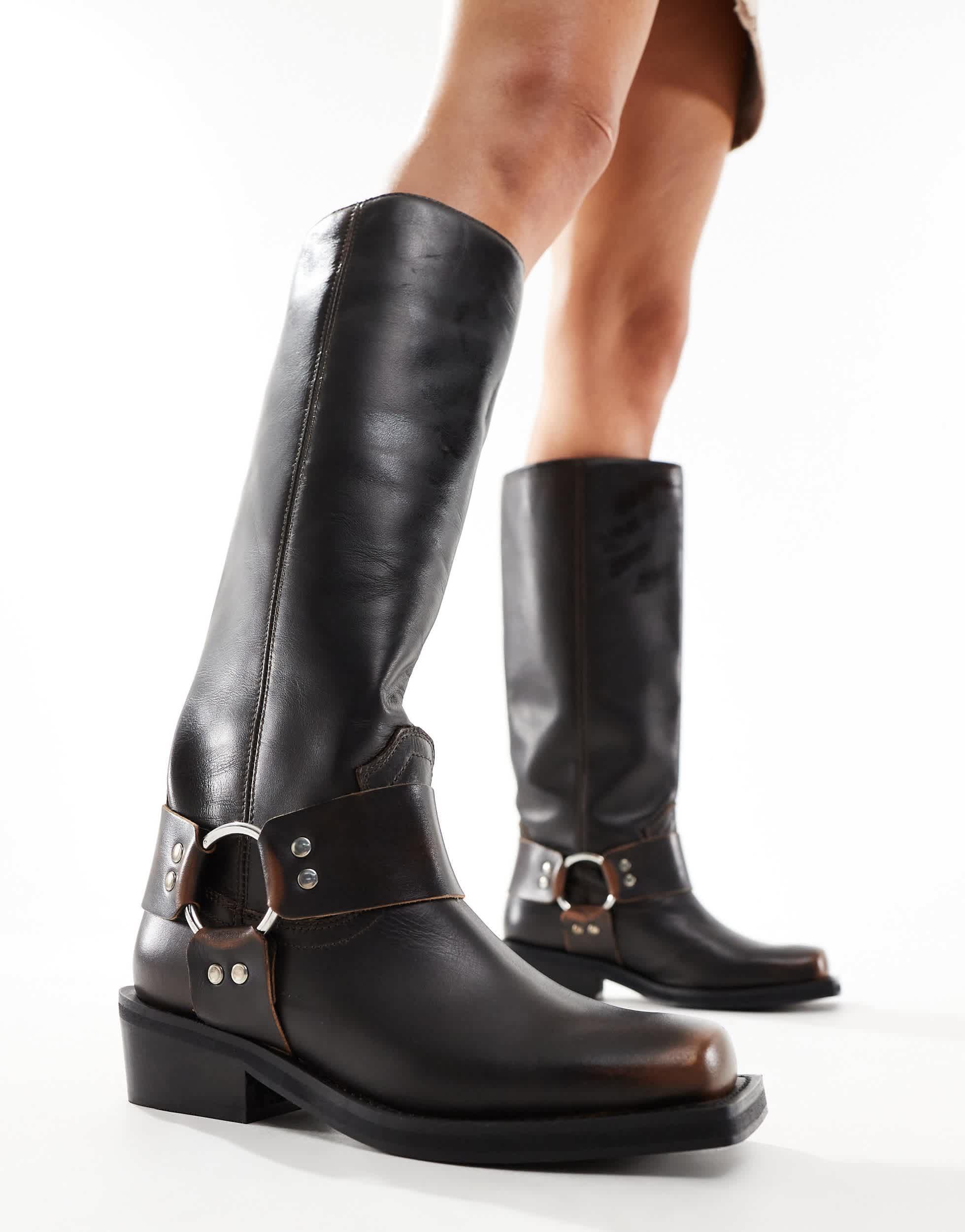 Biker Boots Asos Brown Knee High Boots Knee Boots Asos Brown Boots