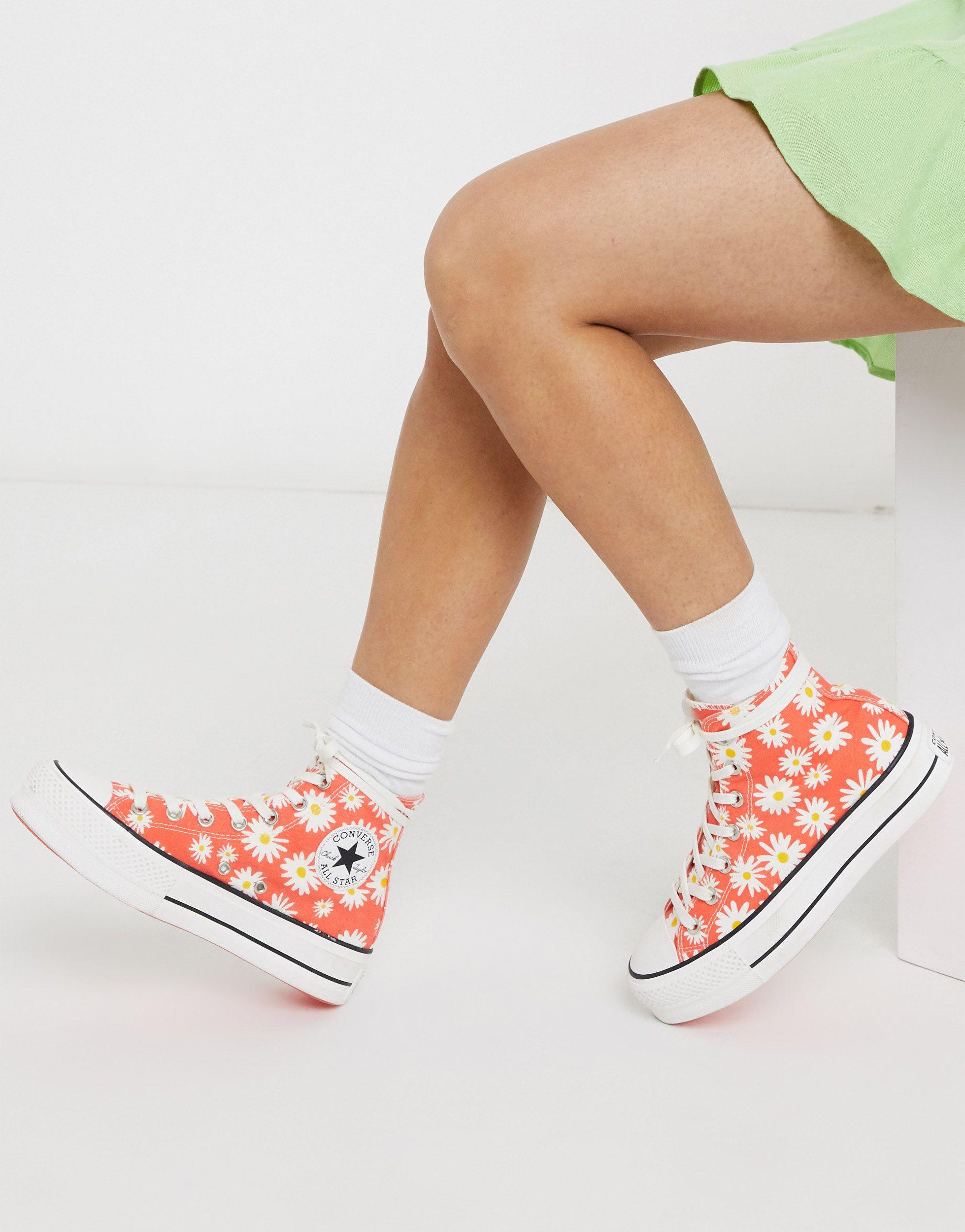 Zapatillas hi-top con plataforma y estampado Converse de color Rojo | Lyst