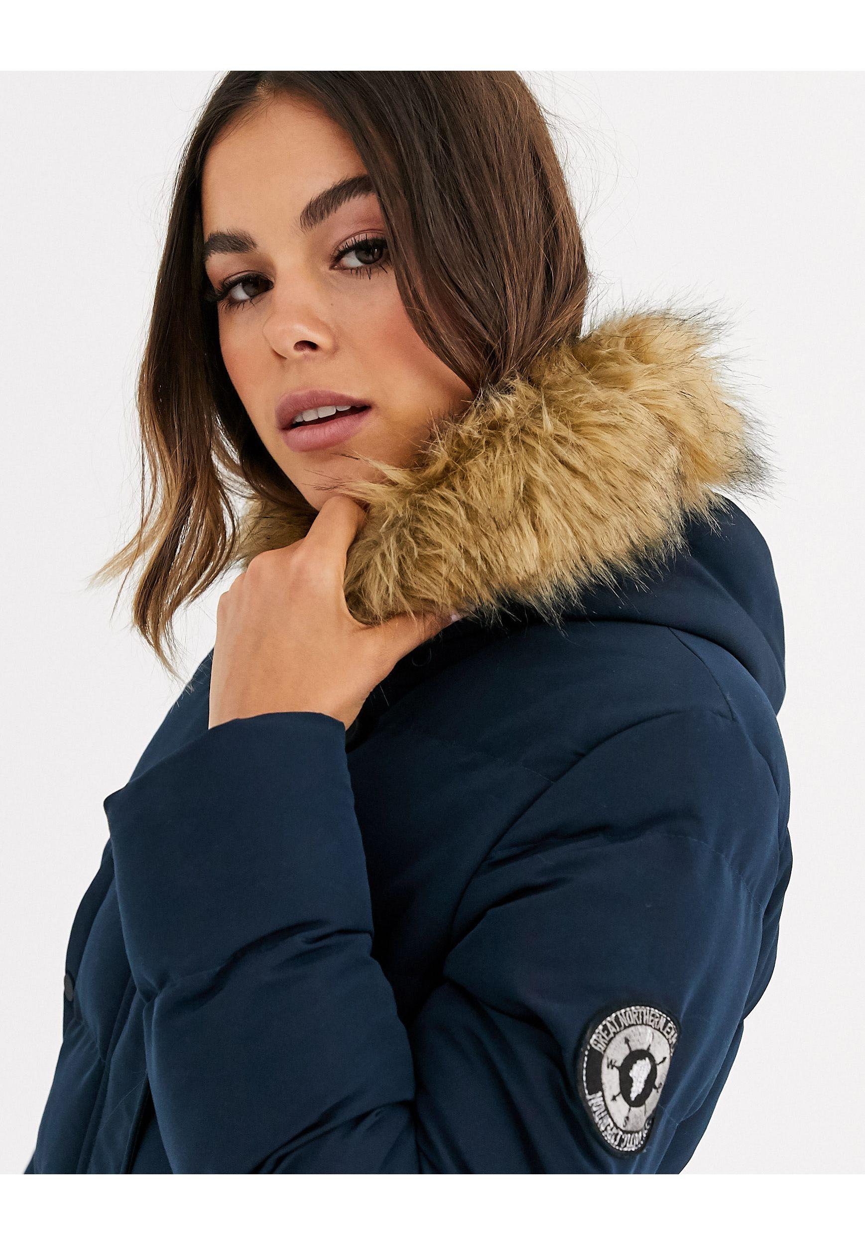 BRAVE SOUL Womens Panther Faux Fur Hooded Warm Winter Parka Jacket