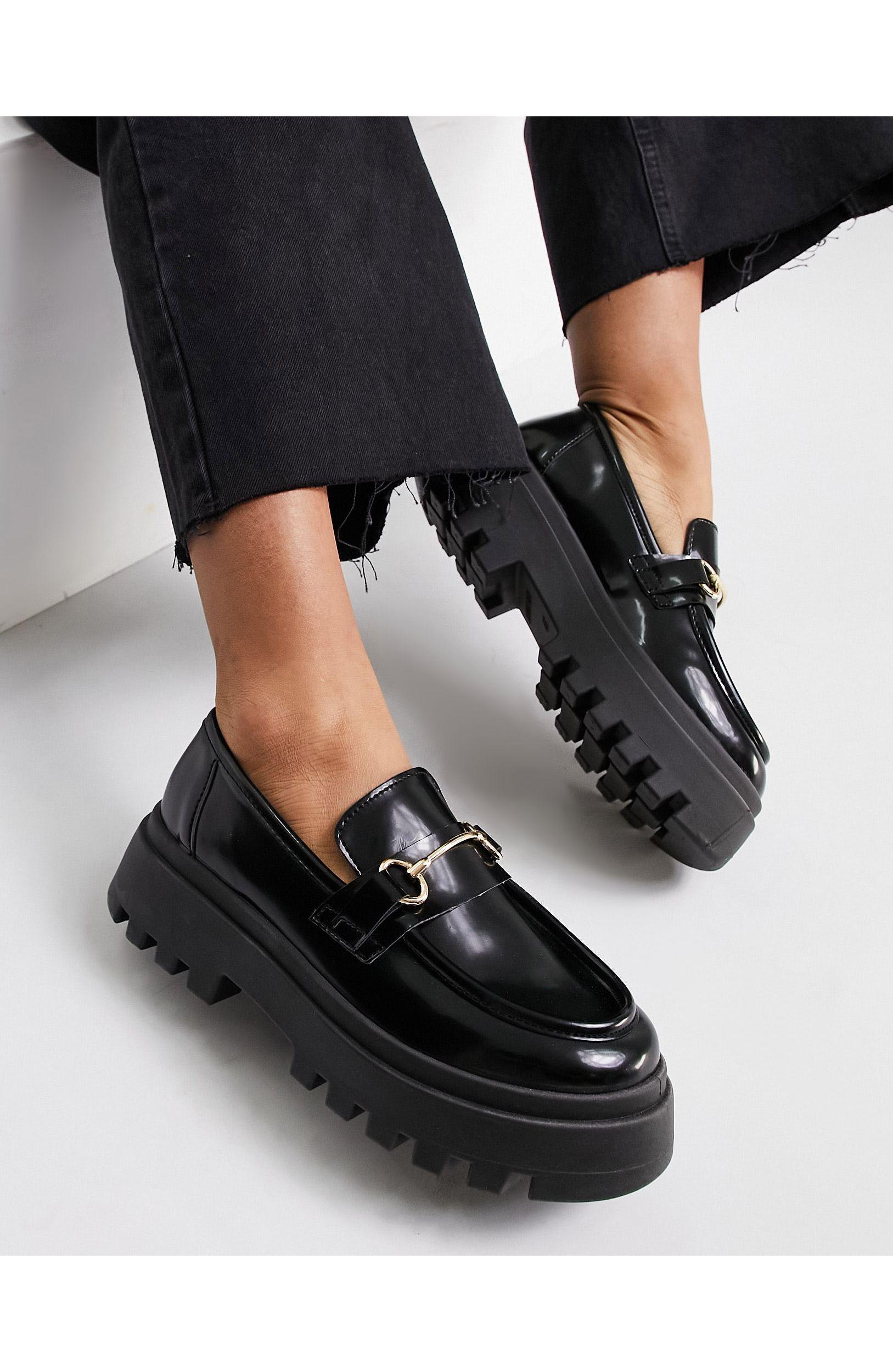 ASOS Miller Chunky Loafers in Black | Lyst