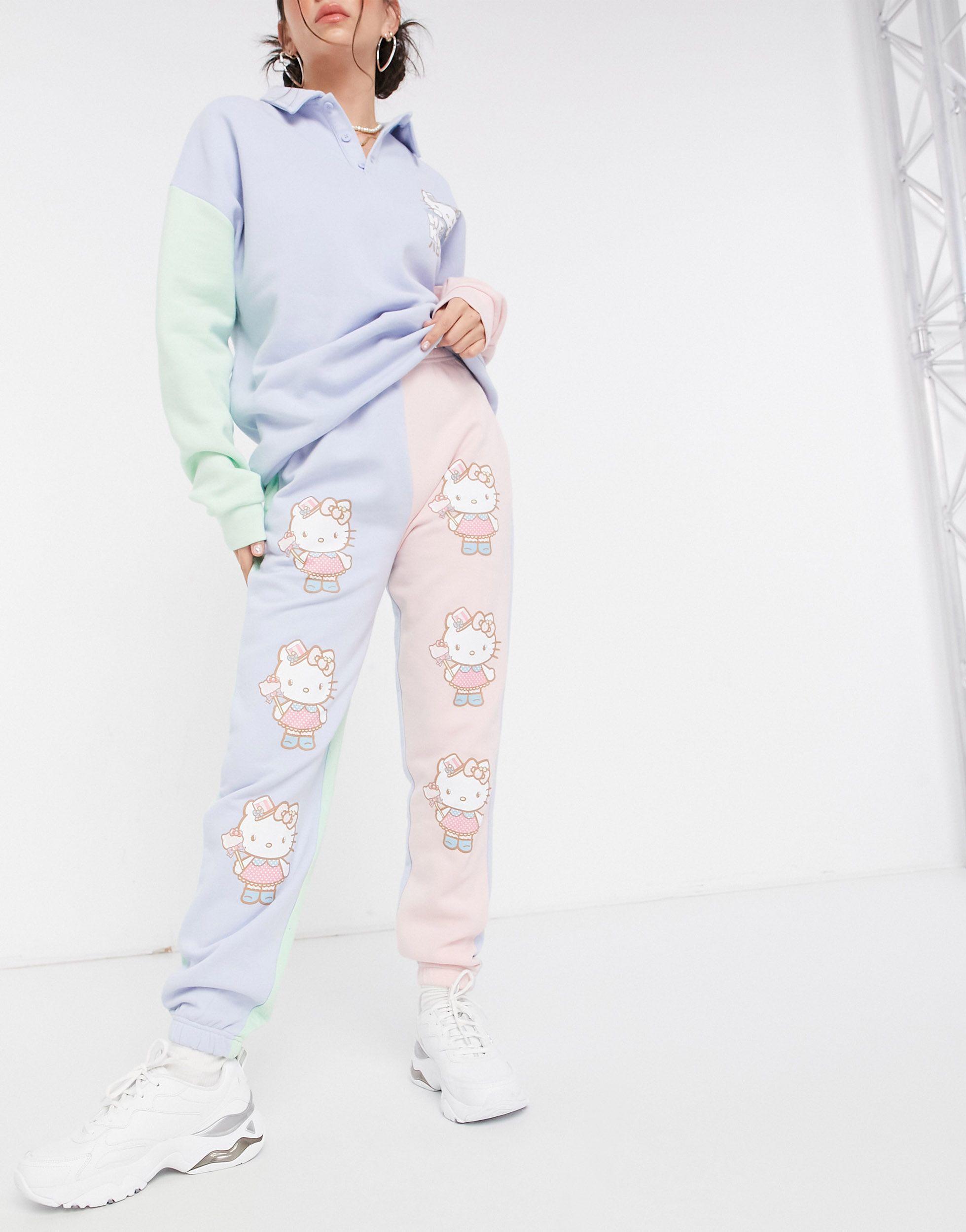 hypothese interview Fractie New Girl Order X Hello Kitty - Ruimvallende joggingbroek Met Kleurvlakken  Met Naaddetail, Combi-set | Lyst NL
