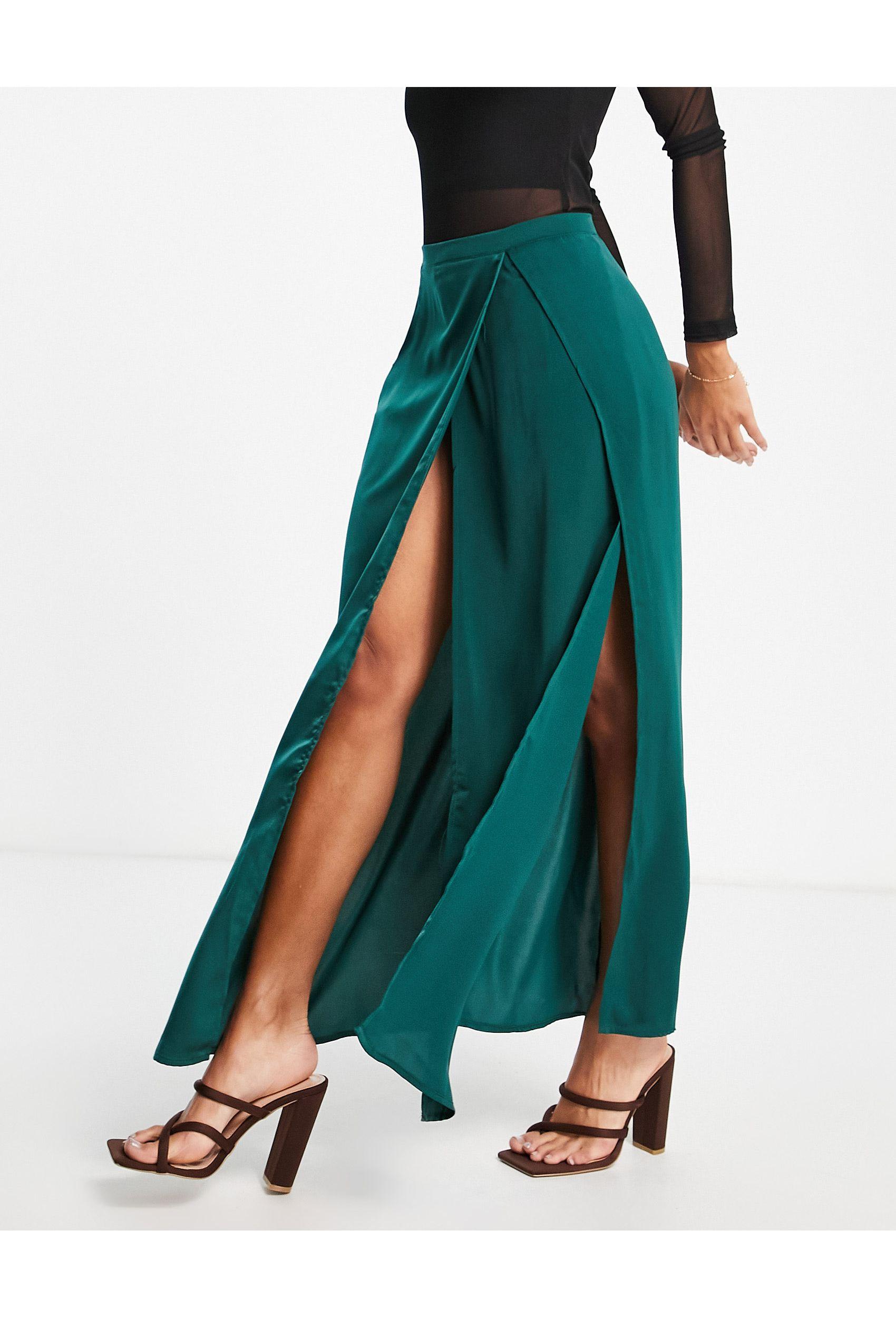 Falda larga verde con abertura hasta el muslo I Saw It First de color Verde  | Lyst