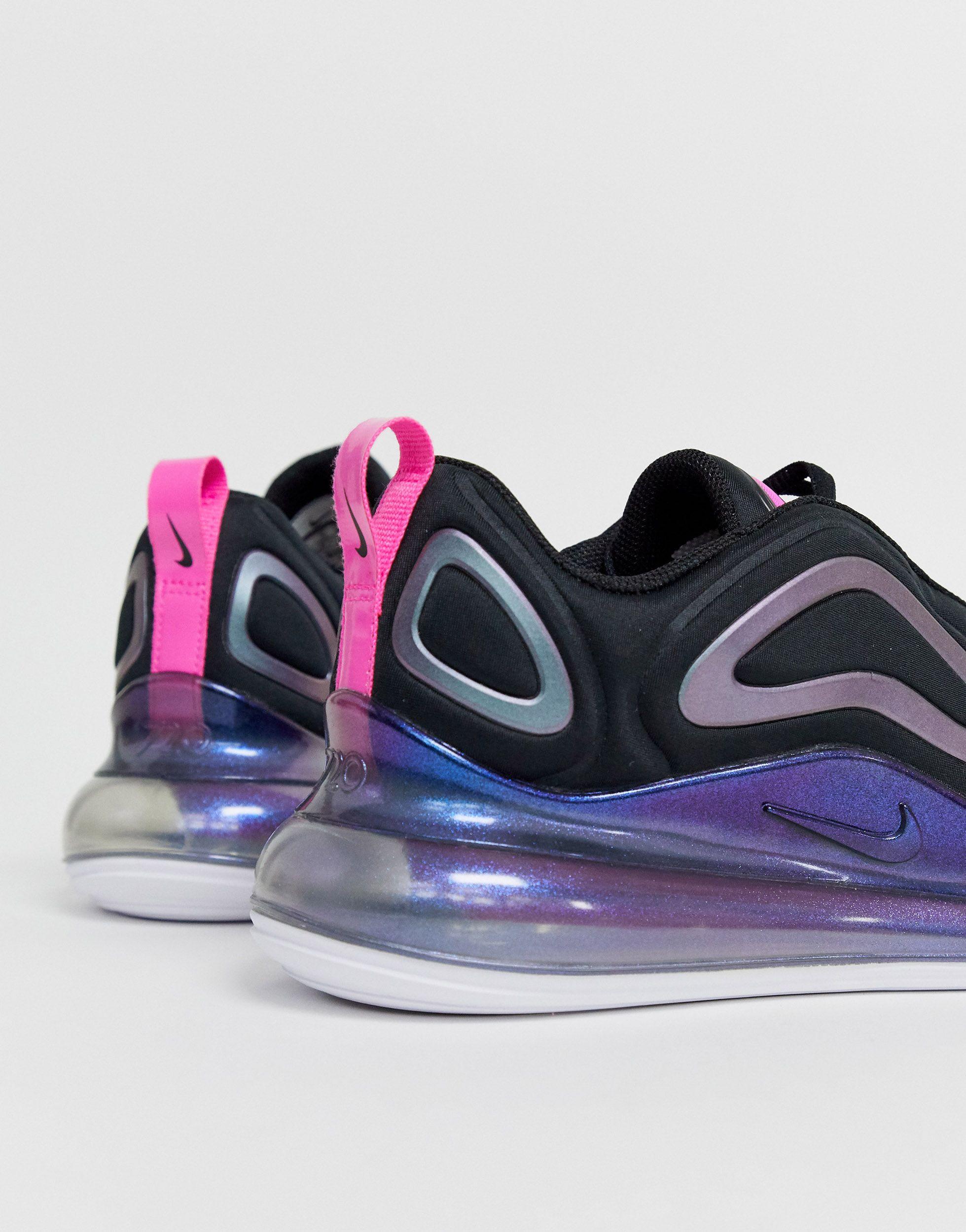 nike black and pink air max 720 trainers