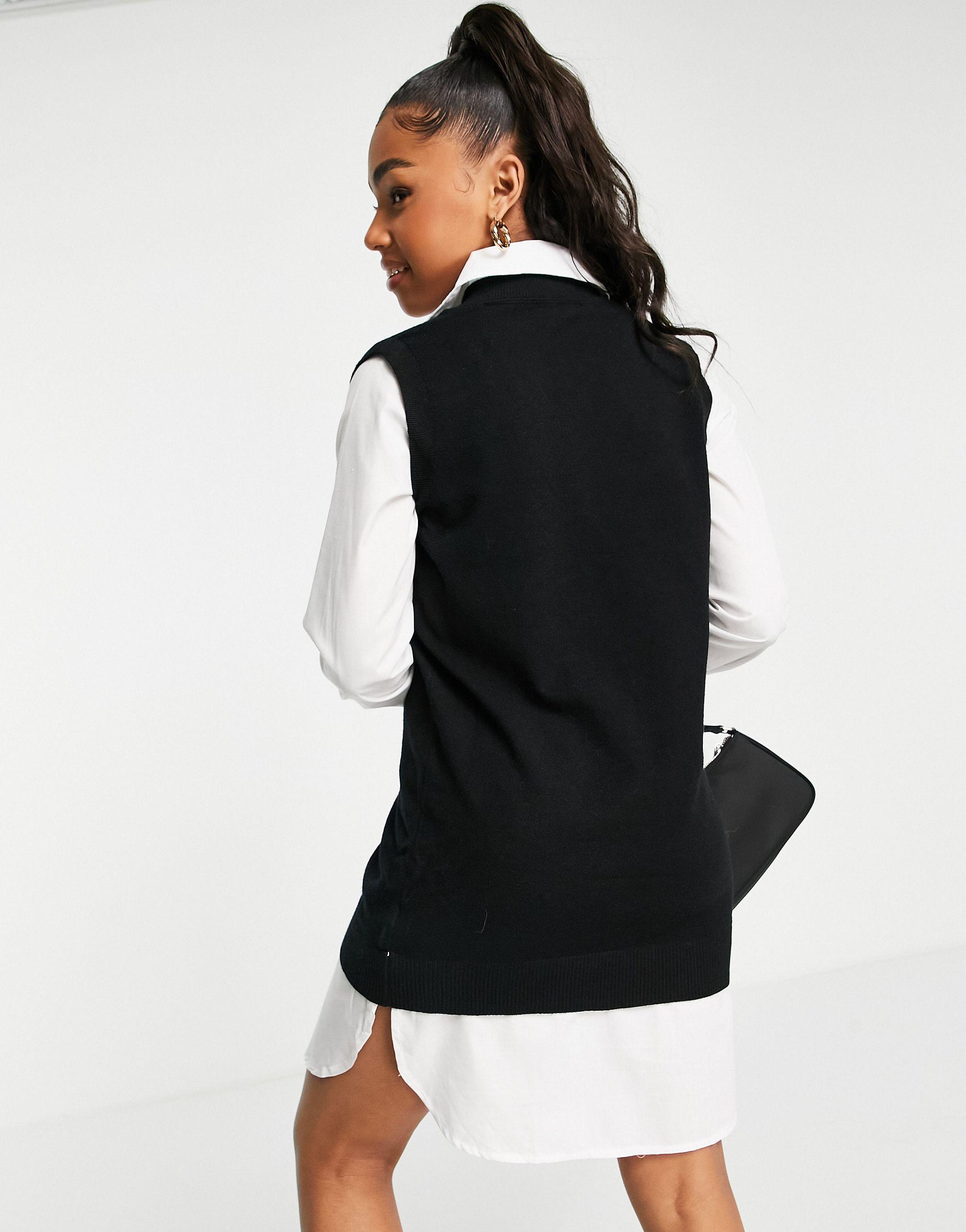 Robe chemise 2 en 1 en maille New Look en coloris Noir | Lyst