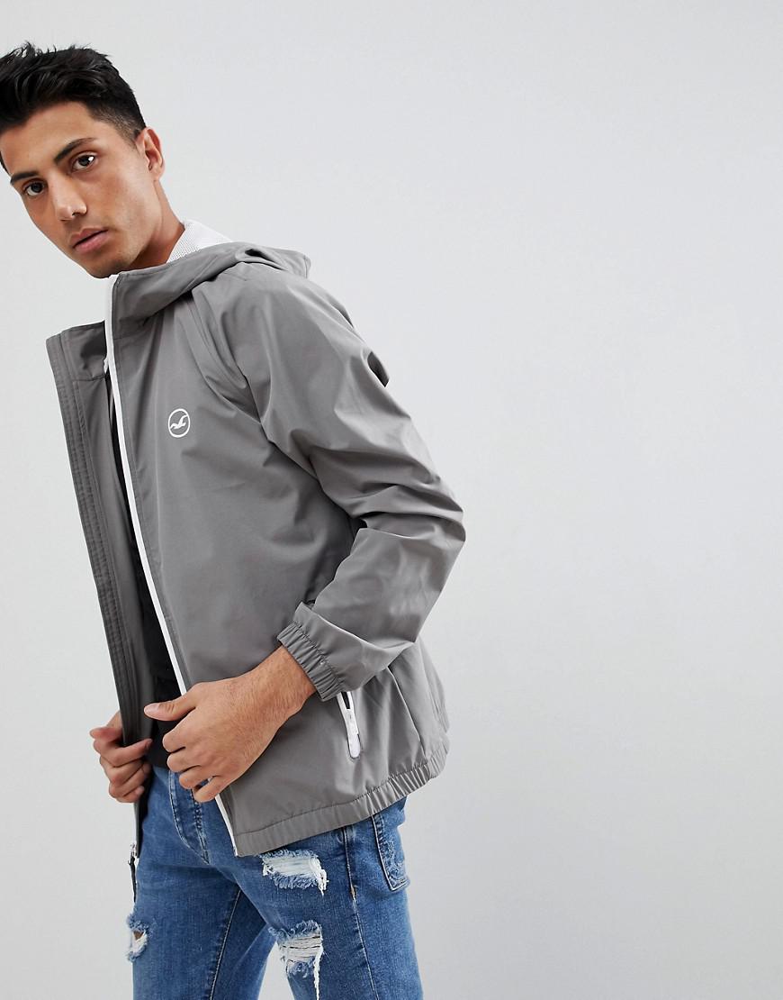 hollister grey cozy biker jacket