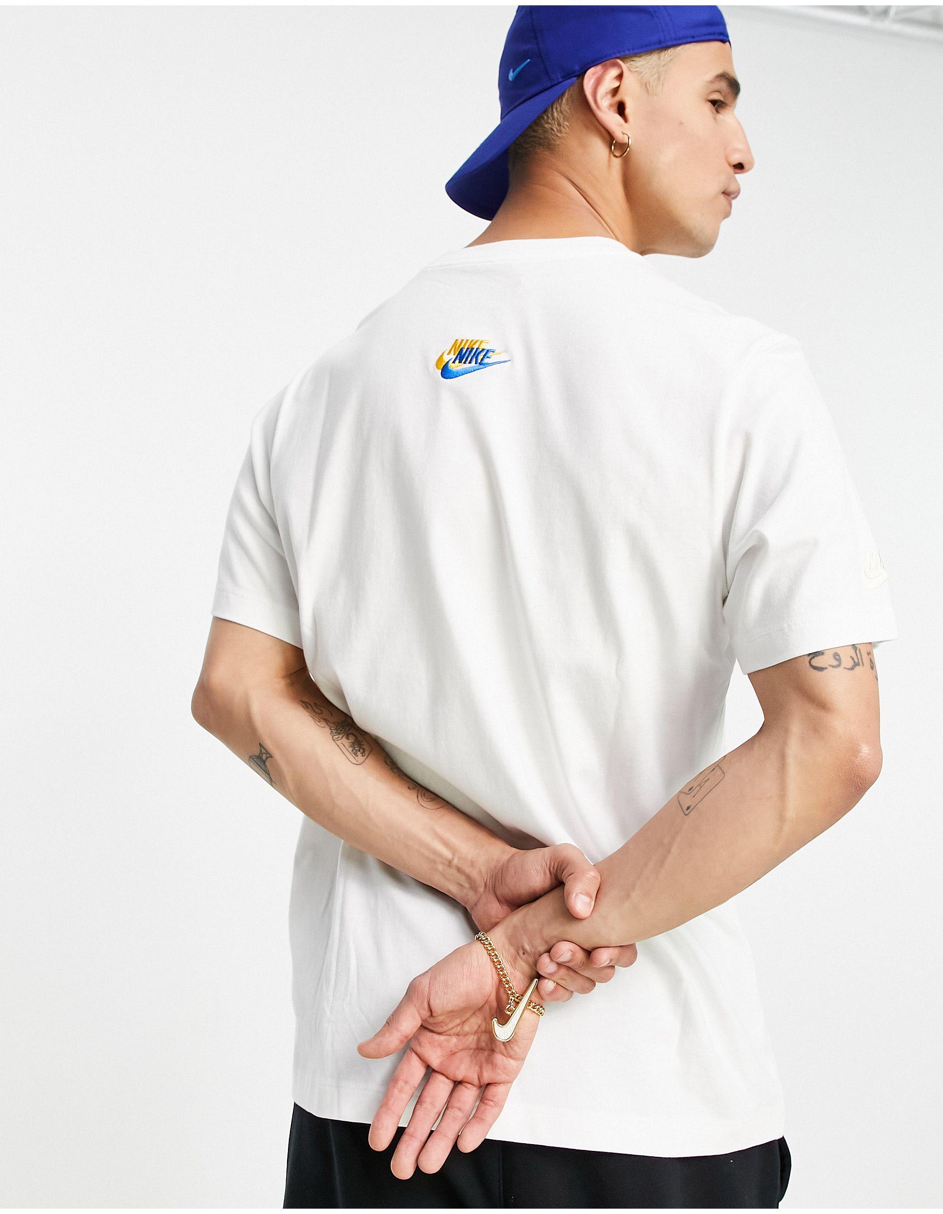 Nike Essentials+ Multi Logo T-shirt in White for Men | Lyst