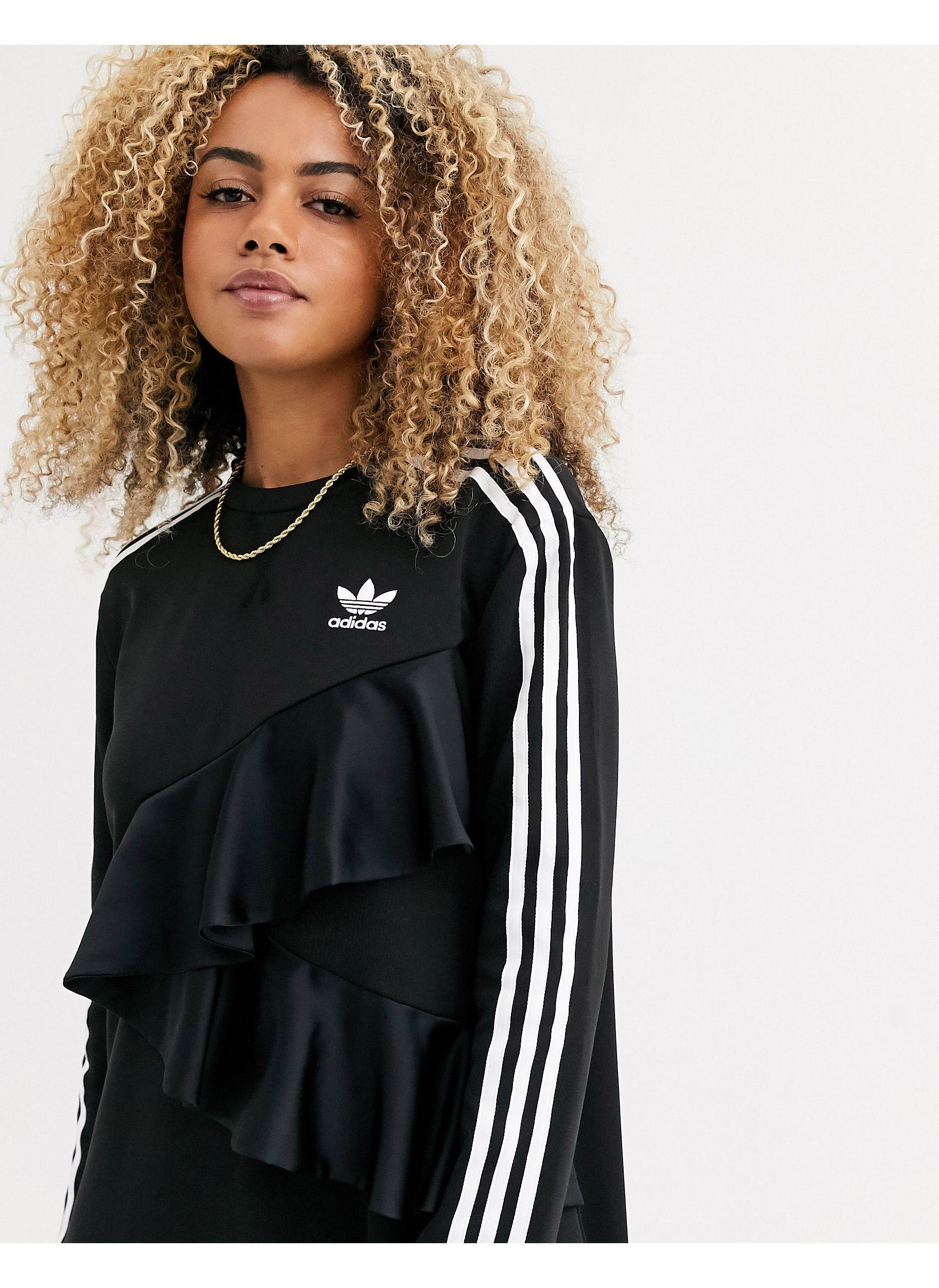 adidas Originals X J Koo Trefoil Ruffle Dress in Black | Lyst