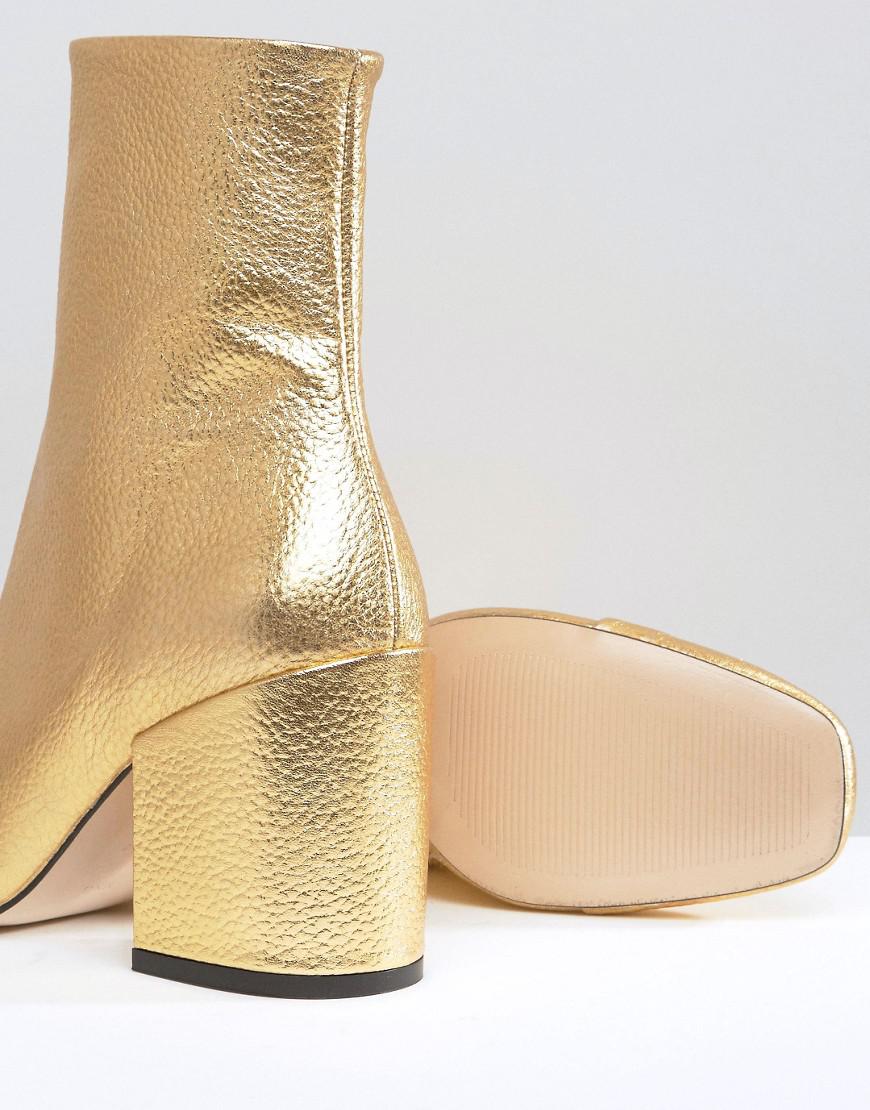 bekennen Vermomd Wreed Mango Gold Leather Ankle Boot in Metallic | Lyst