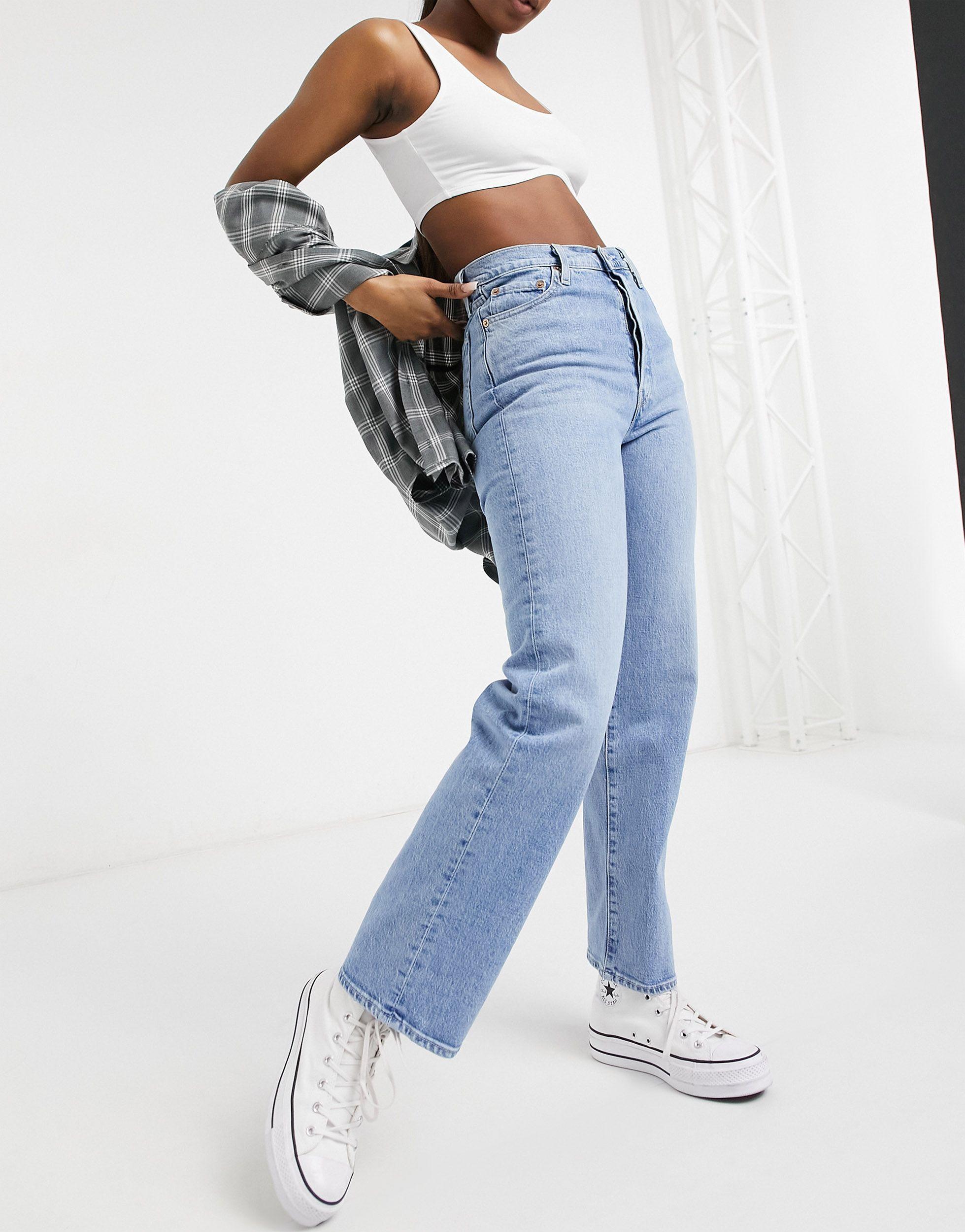 Denim High Loose Tapered Leg Jeans 