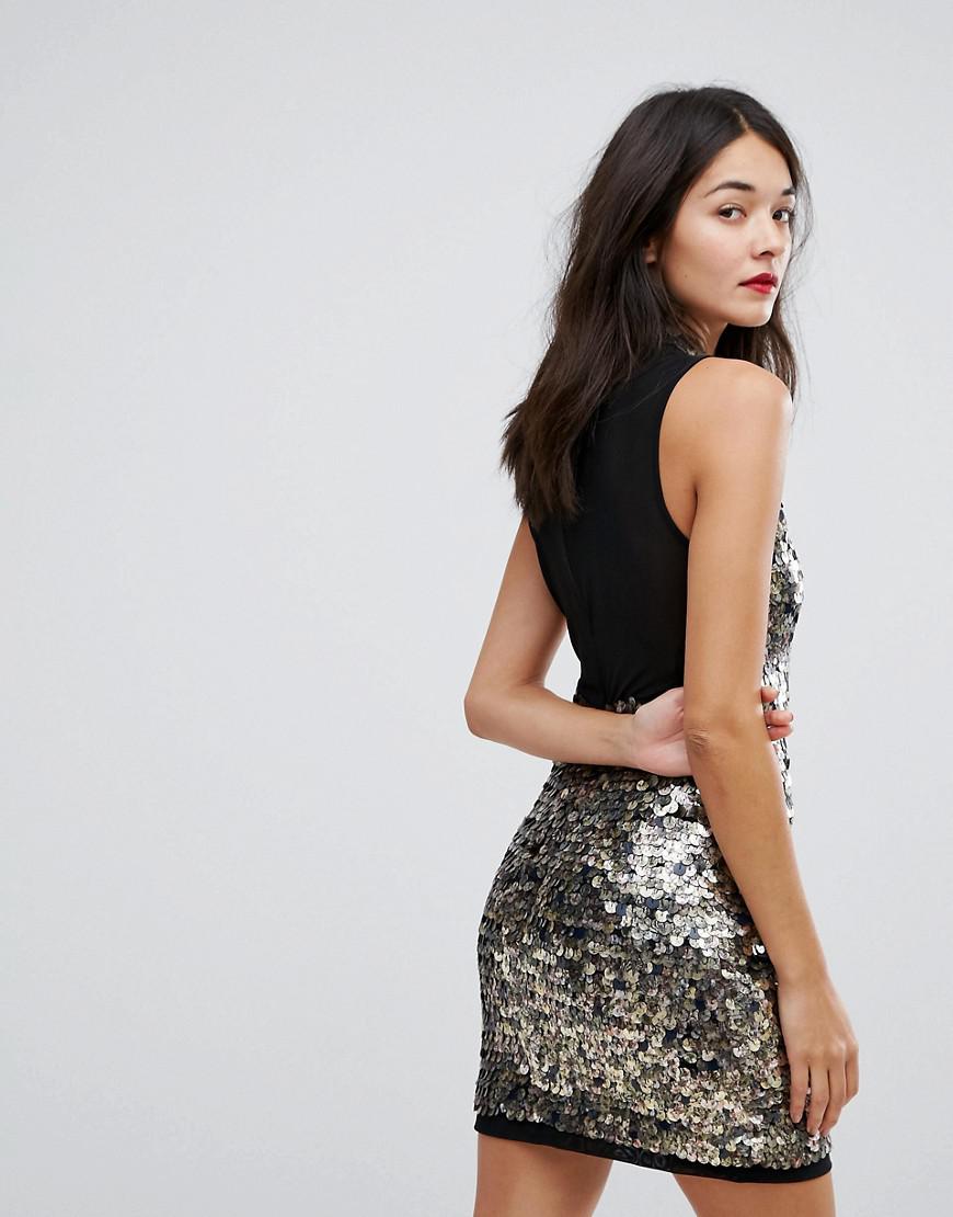 French Connection Moon Rock Sleeveless Sequin Dress in Metallic Lyst
