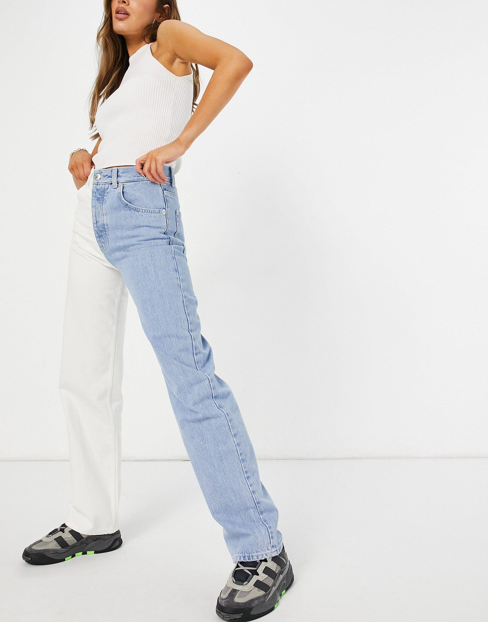 Pull\u0026Bear Denim Jaren 90 Gespleten Jeans in het Wit - Bespaar 26% | Lyst NL