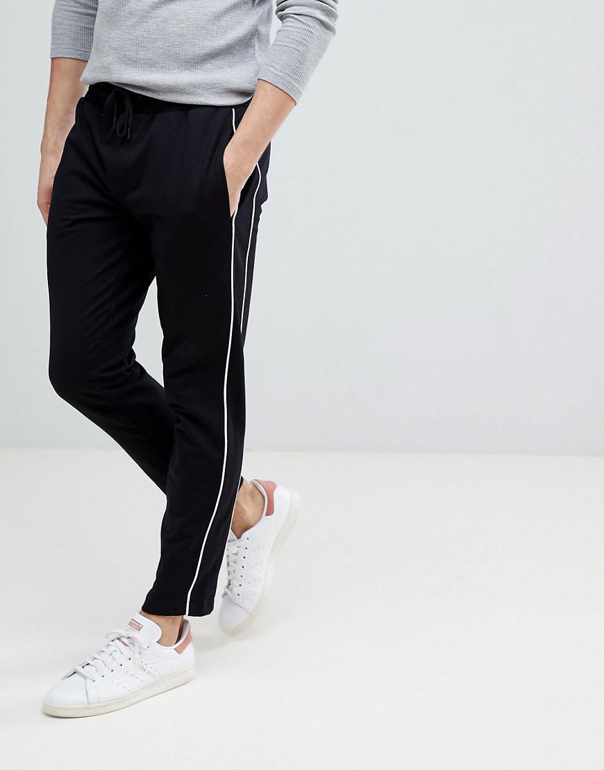 black jeans with side stripe mens