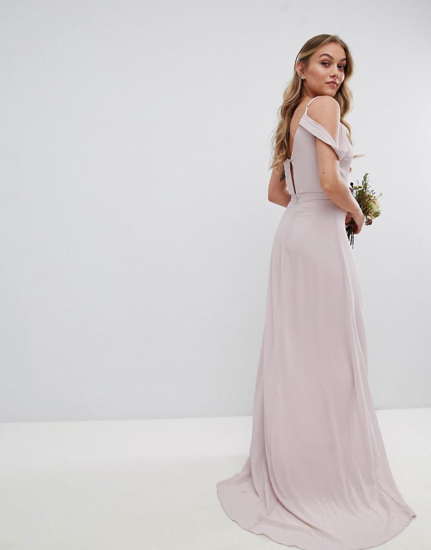 tfnc cold shoulder wrap maxi bridesmaid dress with fishtail