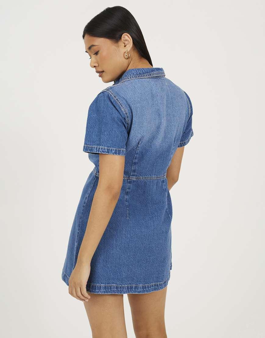brave soul denim dress Womens Brave Soul Denim Look Cotton Shirt Dress Size M UK 10 NEW