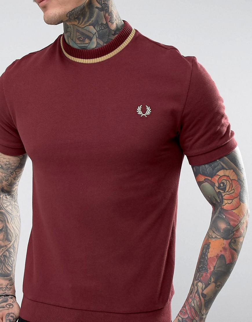 Fred Perry Reissues Tipped Pique T-shirt In Burgundy in Red for Men | Lyst