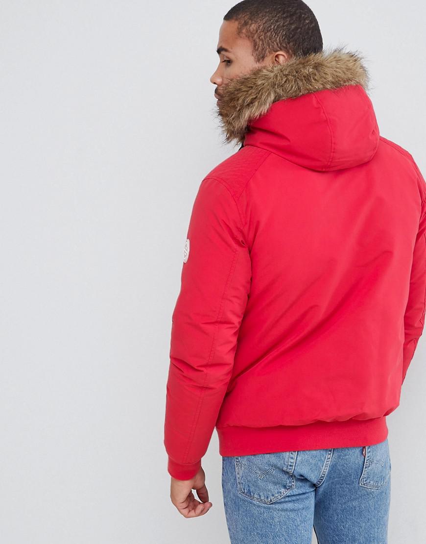jack & jones originals short parka with faux fur hood
