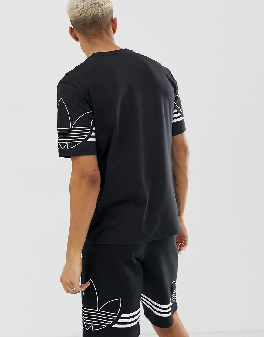 adidas Originals Cotton T-shirt Outline Trefoil Logo Du8145 in Black for  Men | Lyst