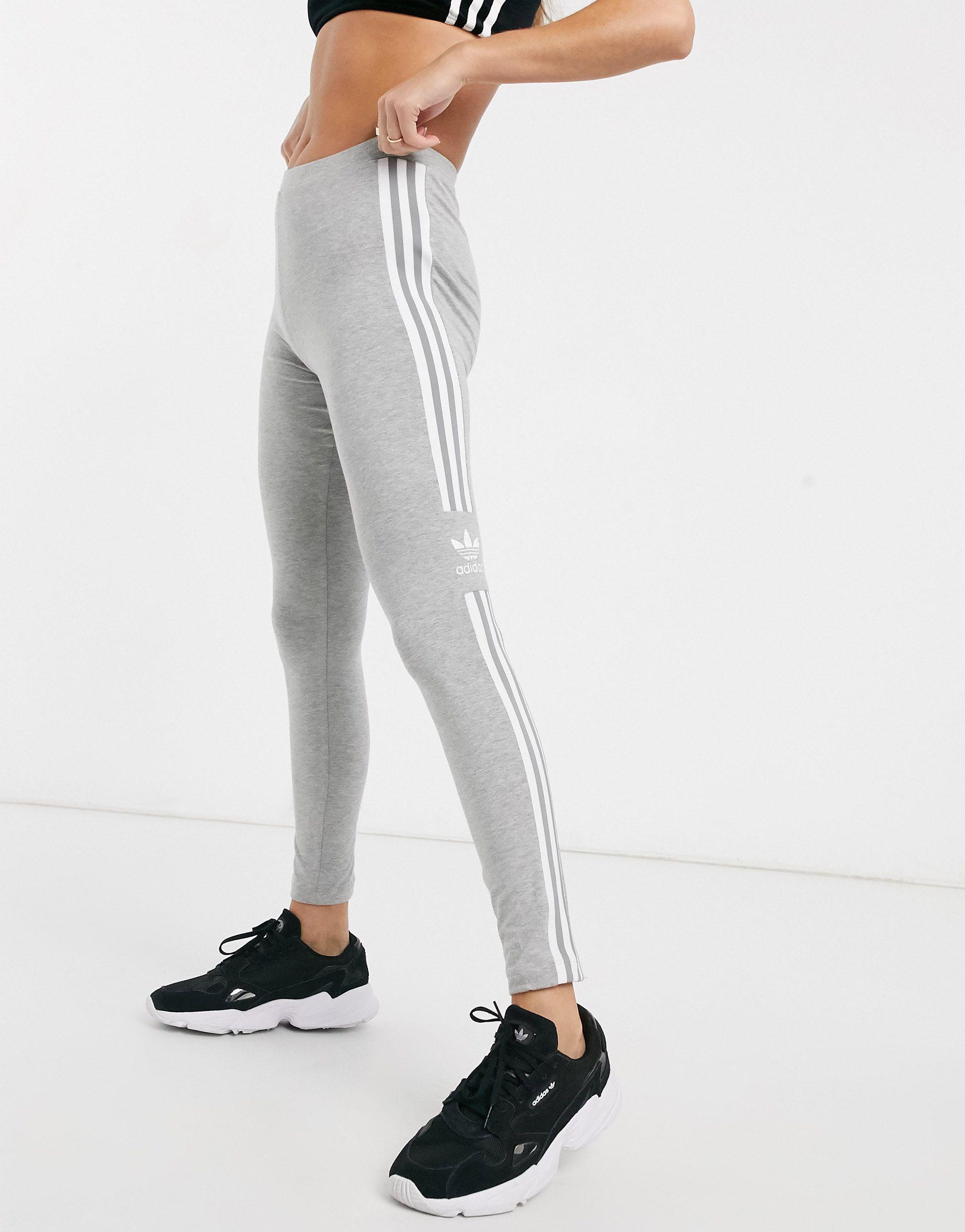 adidas Originals Cotton Locked Up Logo leggings in Grey (Gray) - Lyst