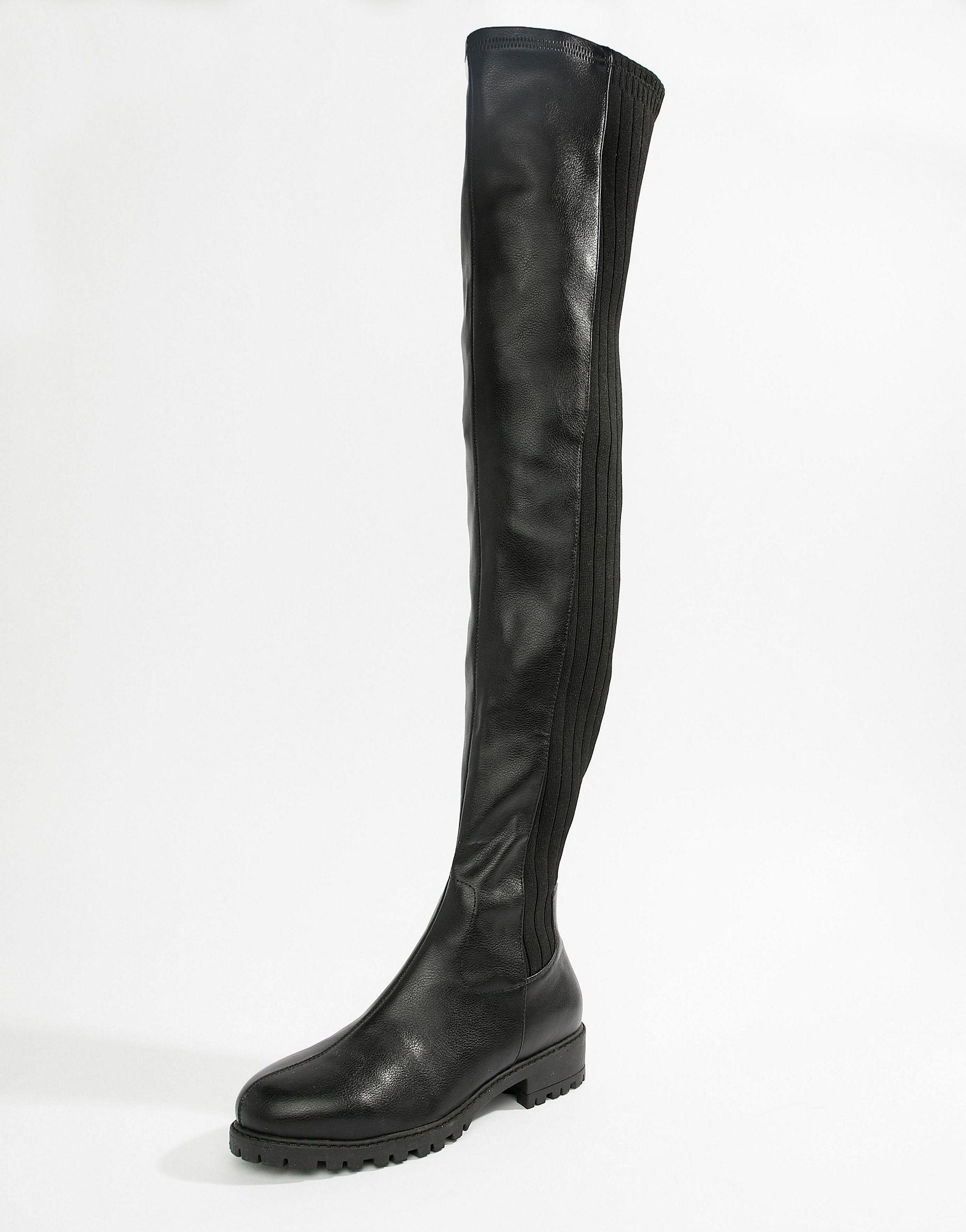 ASOS Denim Krista Chunky Thigh High Boots in Black - Lyst