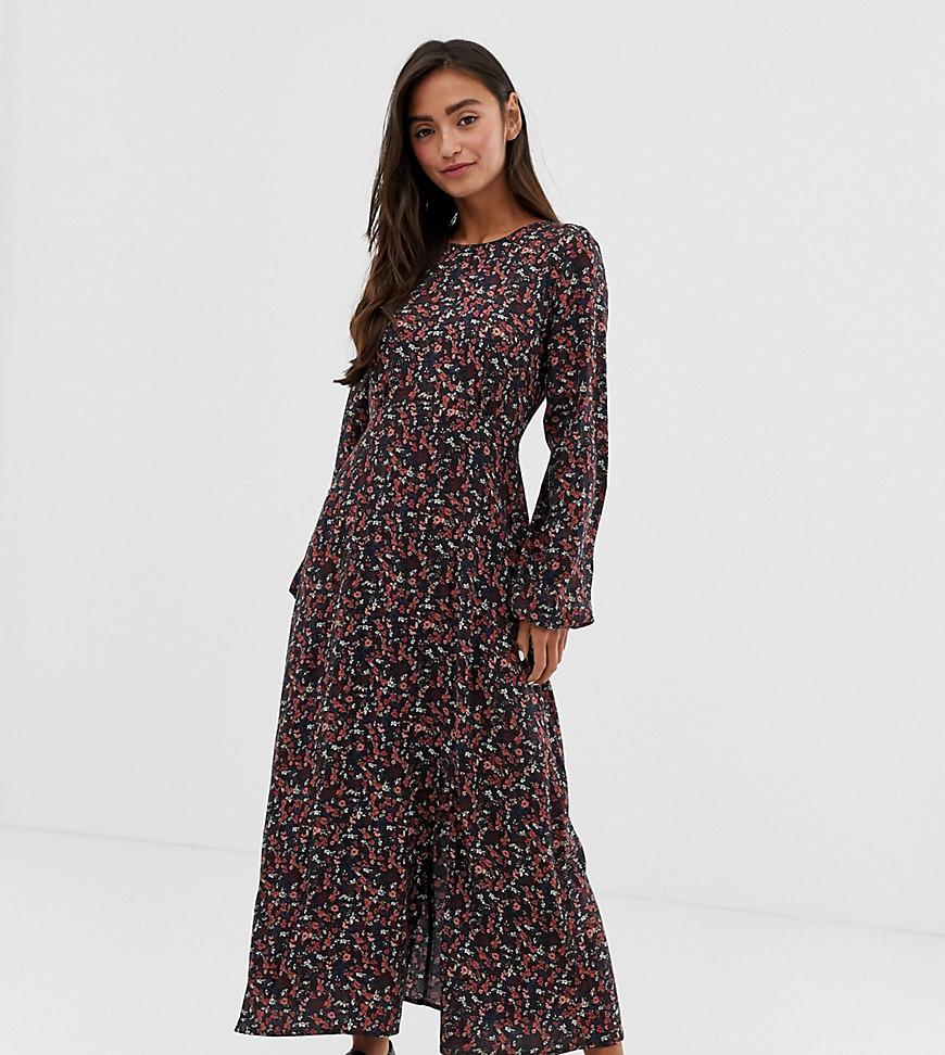 Vestido largo con estampado de florecitas de Pull\u0026Bear de Denim de color  Negro | Lyst