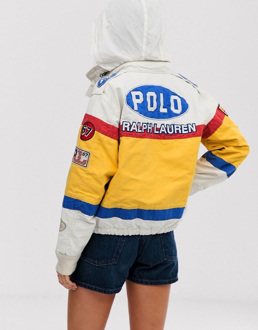 polo ralph lauren patchwork moto jacket