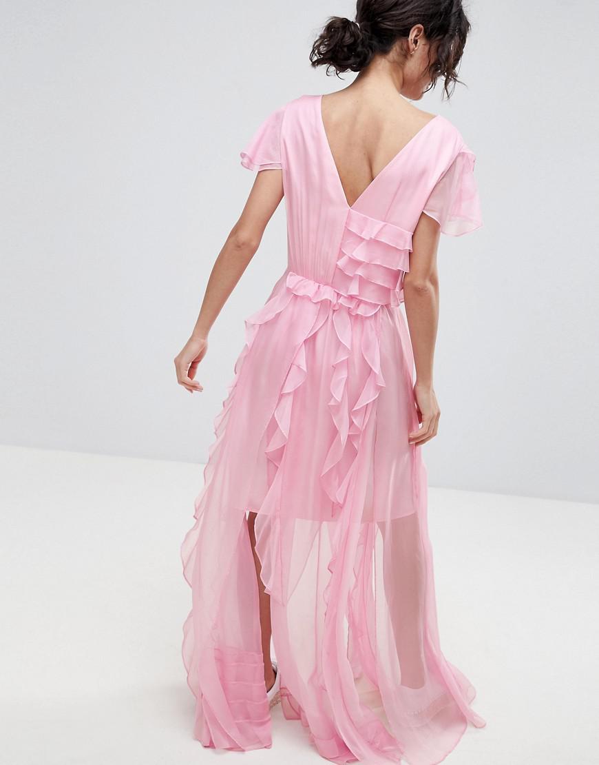 2nd Day Denim 2ndday Ruffle Maxi Dress in Pink - Lyst