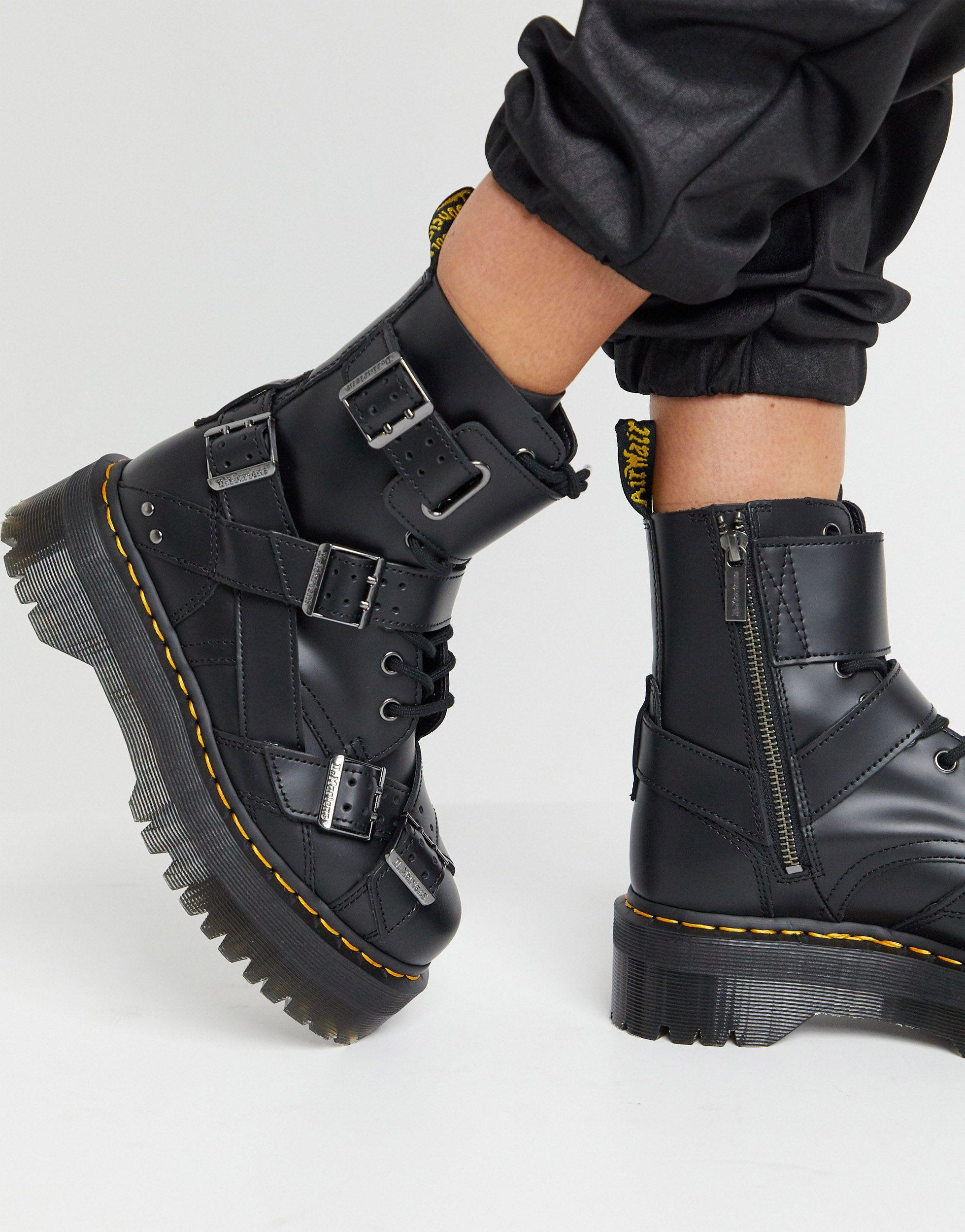 Dr. Martens Jadon Strap Buckle Chunky Flatform Boots in Black | Lyst