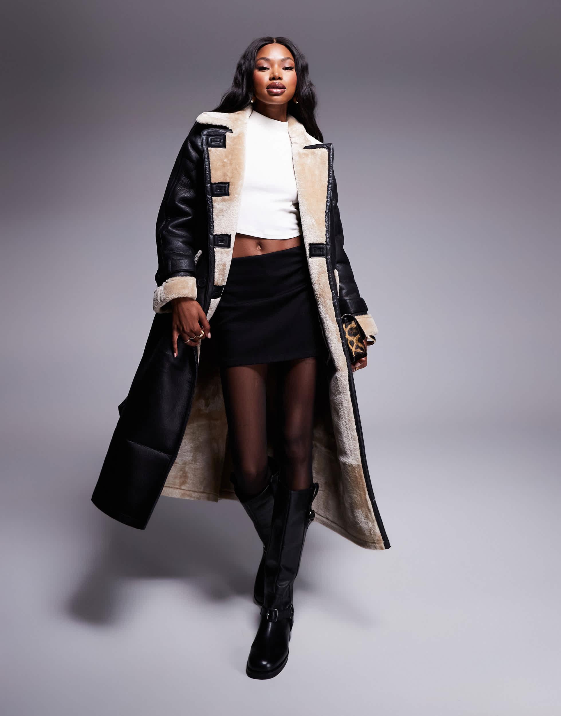 Puffer Coat River Island Faux Fur Trim Coat Puffer Coat River