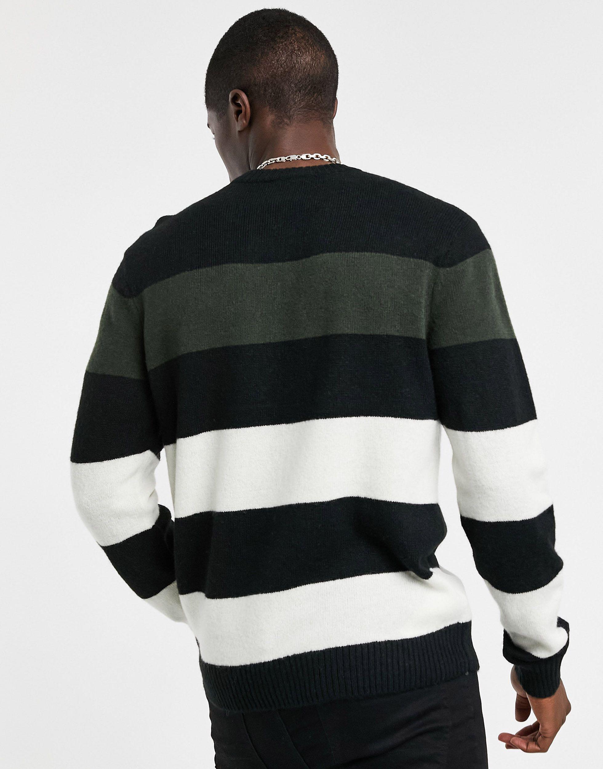 Fred Perry Striped Knitted Jumper in Black for Men | Lyst