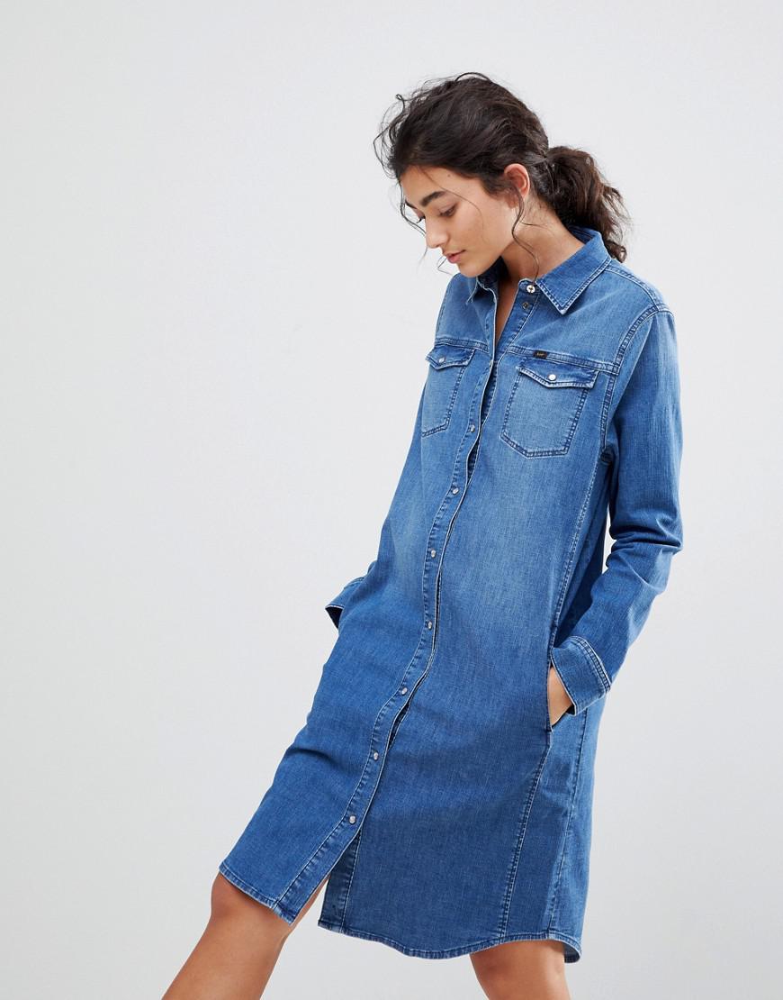 Lee Jeans Western Denim Dress in Blue | Lyst